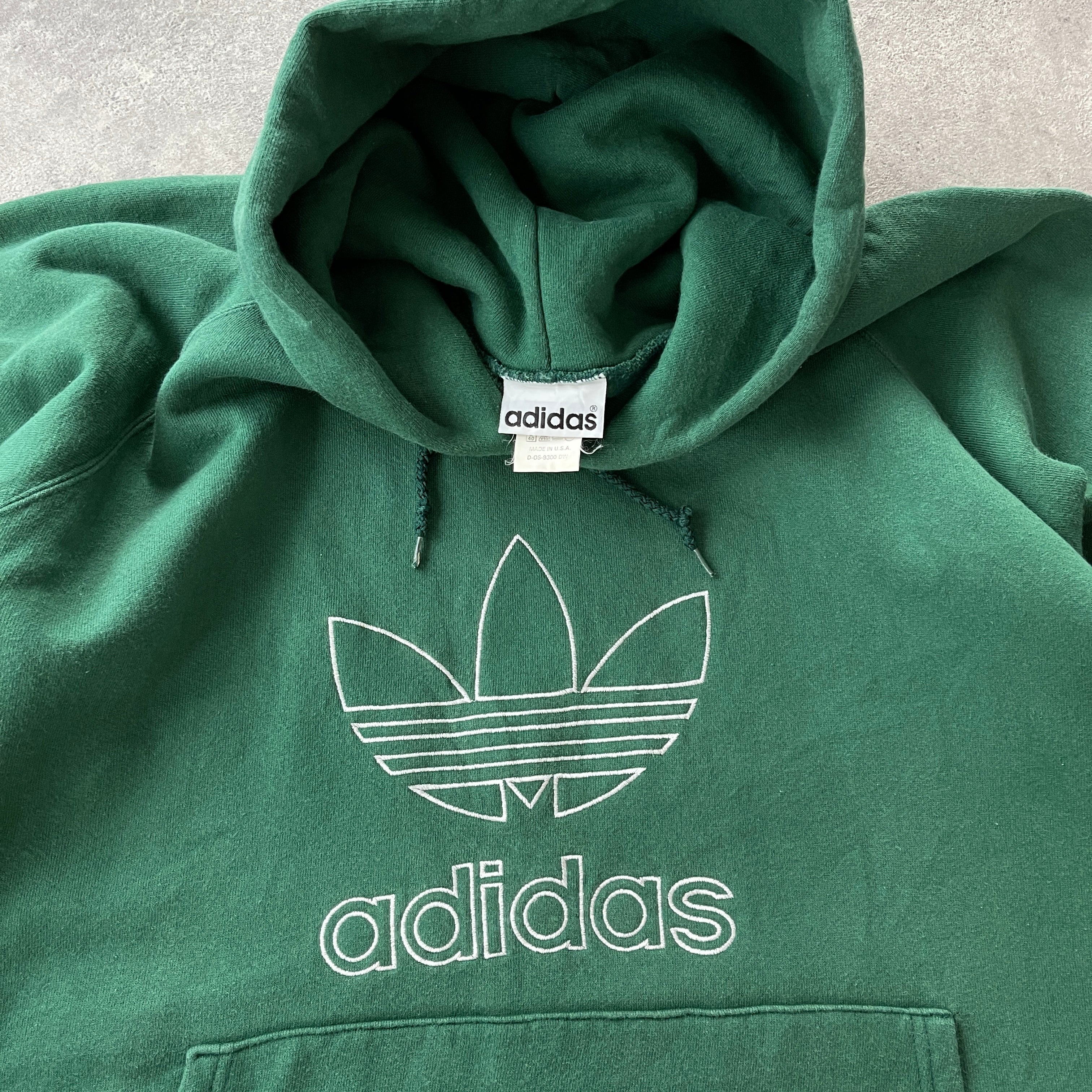 Adidas 1990s heavyweight embroidered hoodie (M)