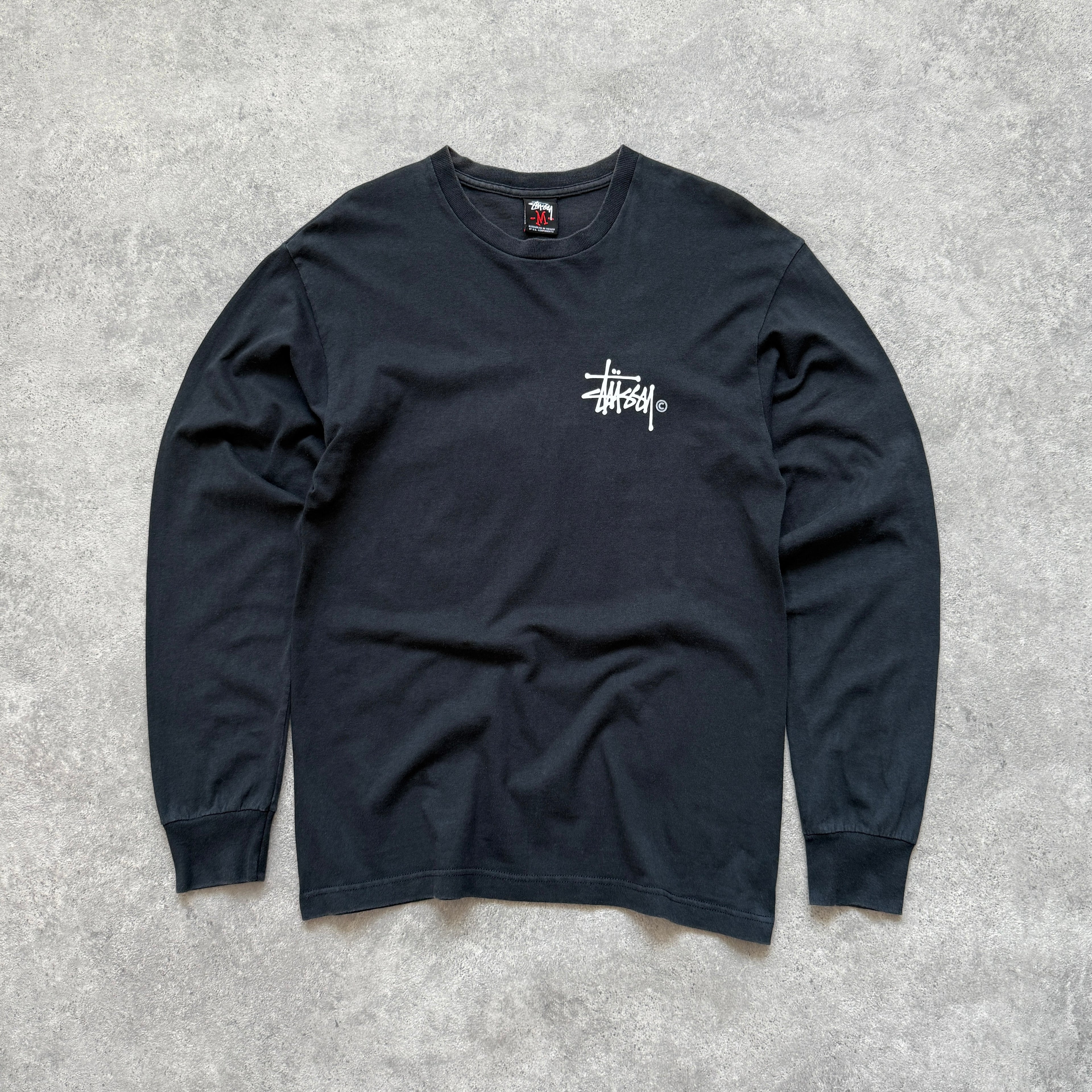 Stussy 2000s heavyweight long sleeve script logo t-shirt (M)