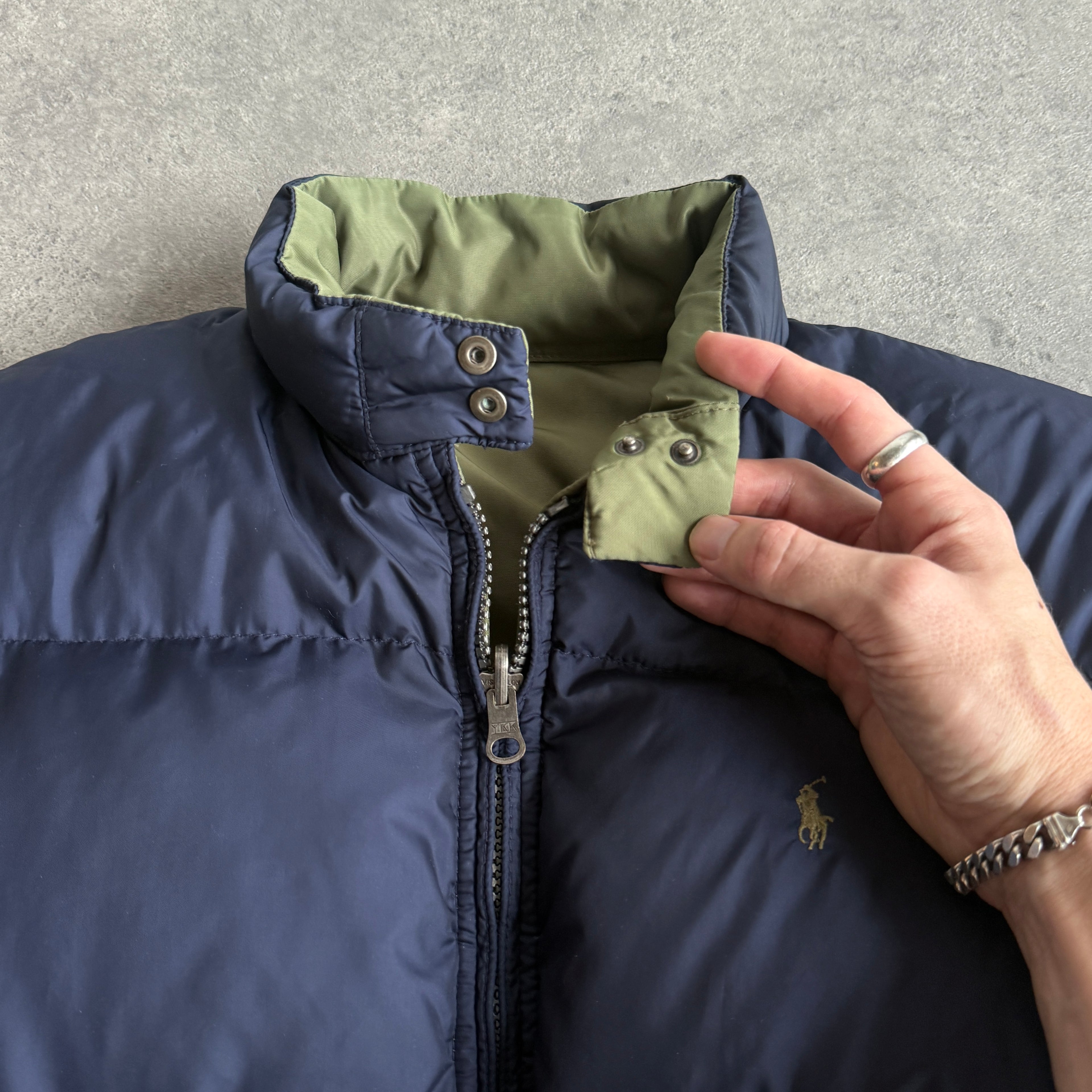 Ralph Lauren 1990s reversible down fill heavyweight puffer jacket (M)