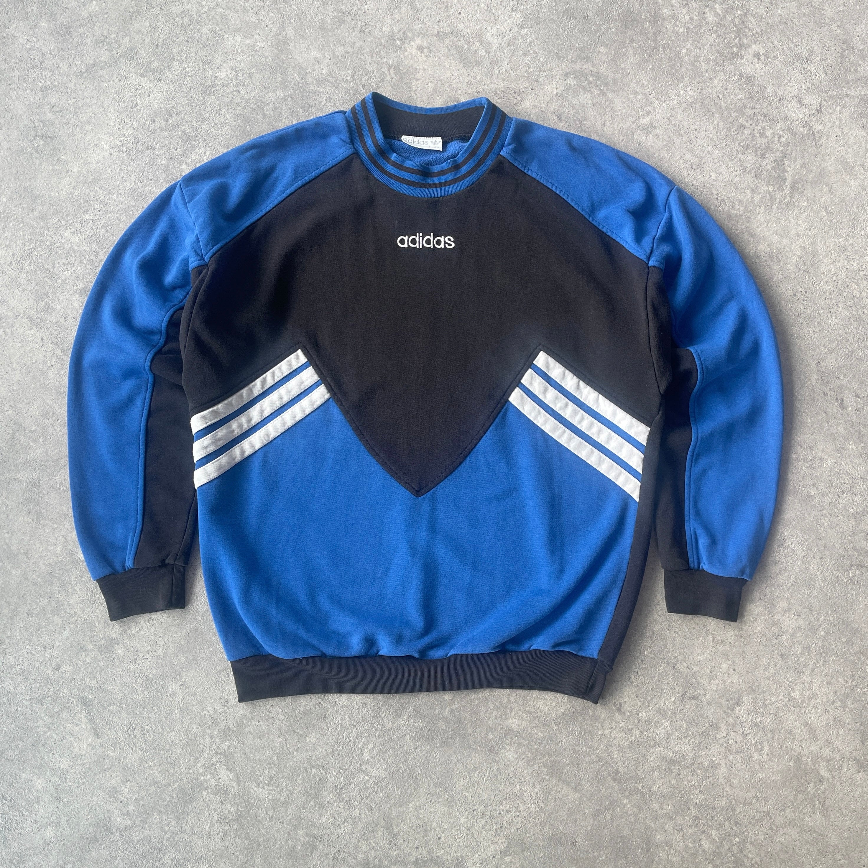 Adidas 1990s colour block embroidered heavyweight sweatshirt (L)