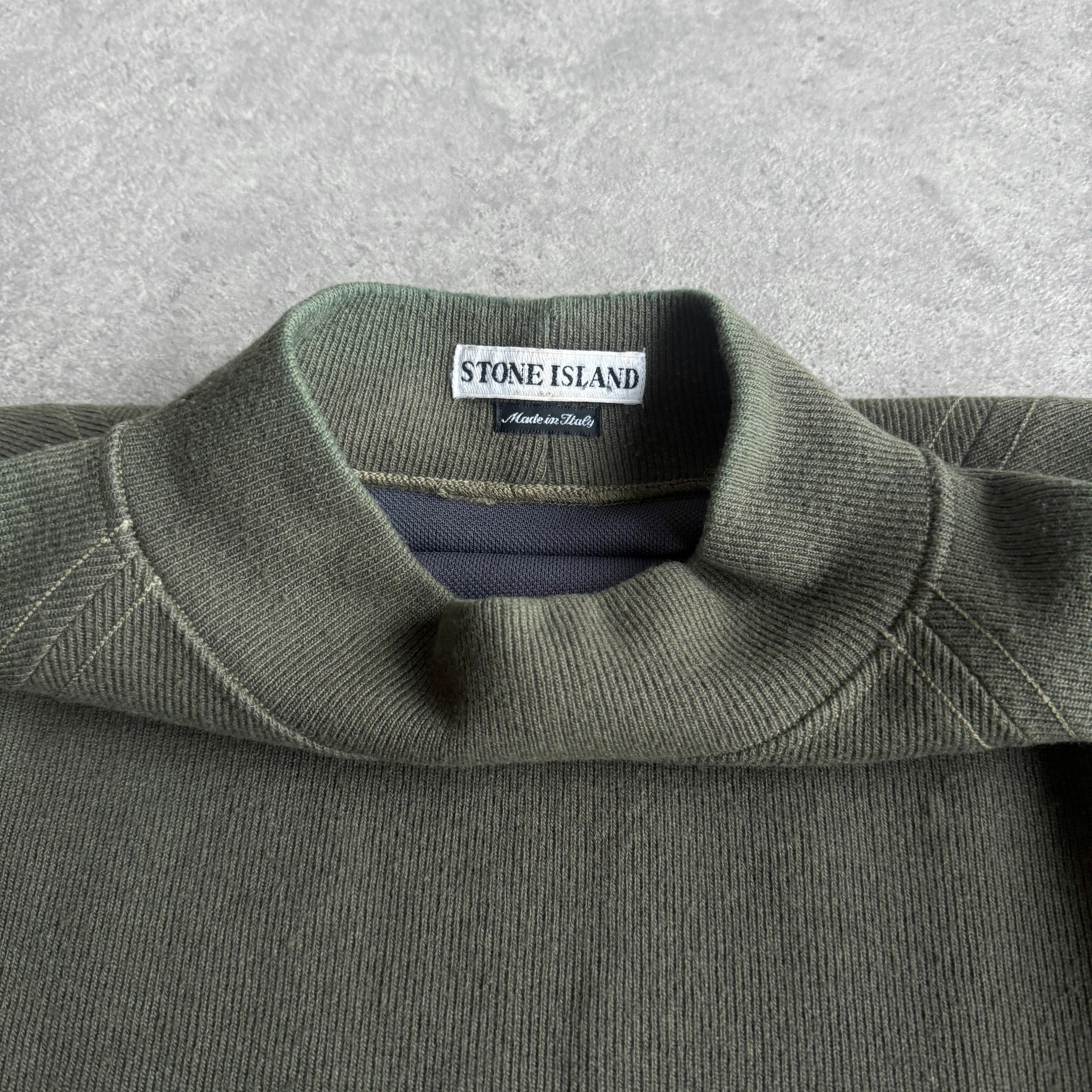 Stone Island RARE A/W 1998 heavyweight mock neck knitted jumper (XL)
