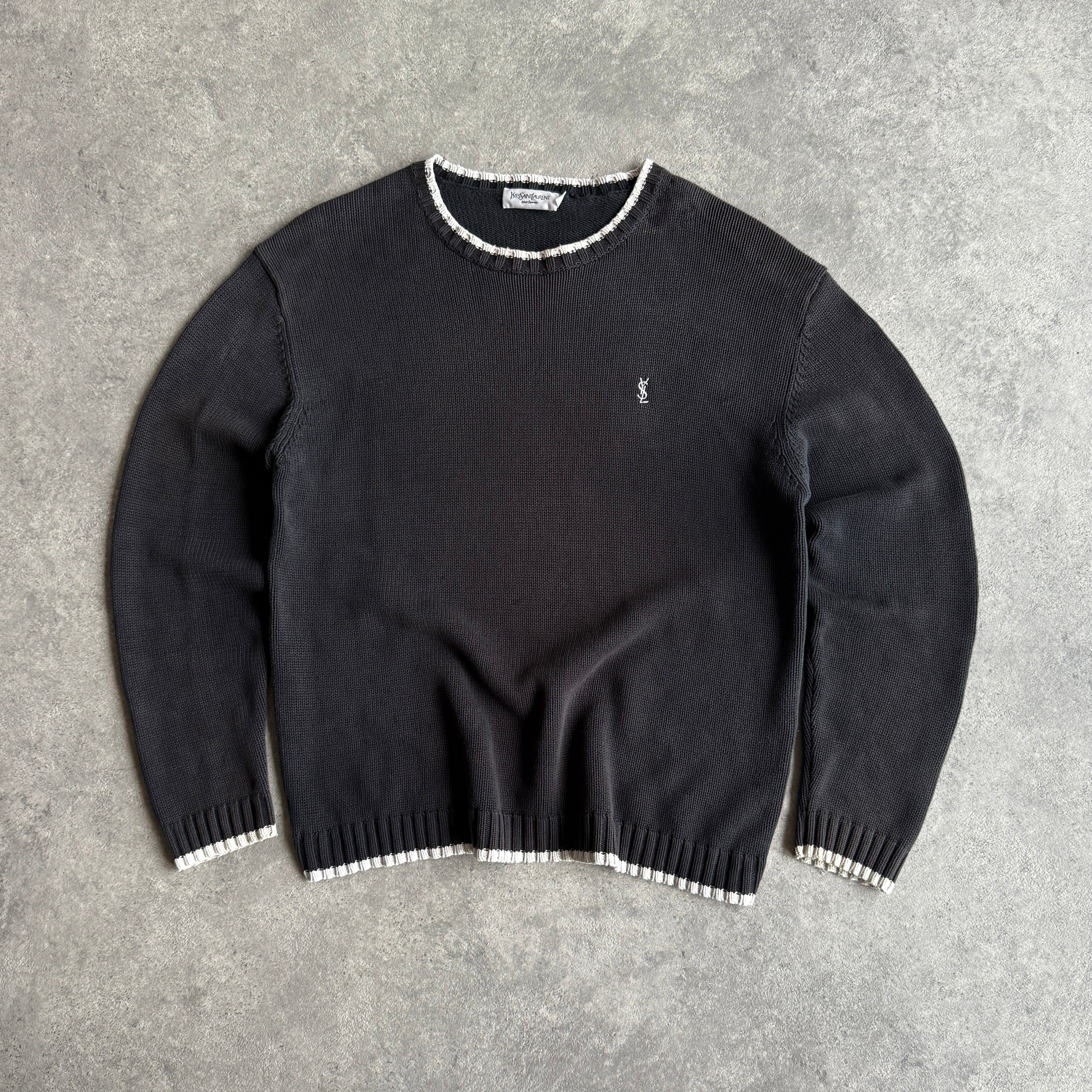 YSL 2000s heavyweight embroidered knitted jumper (XL)