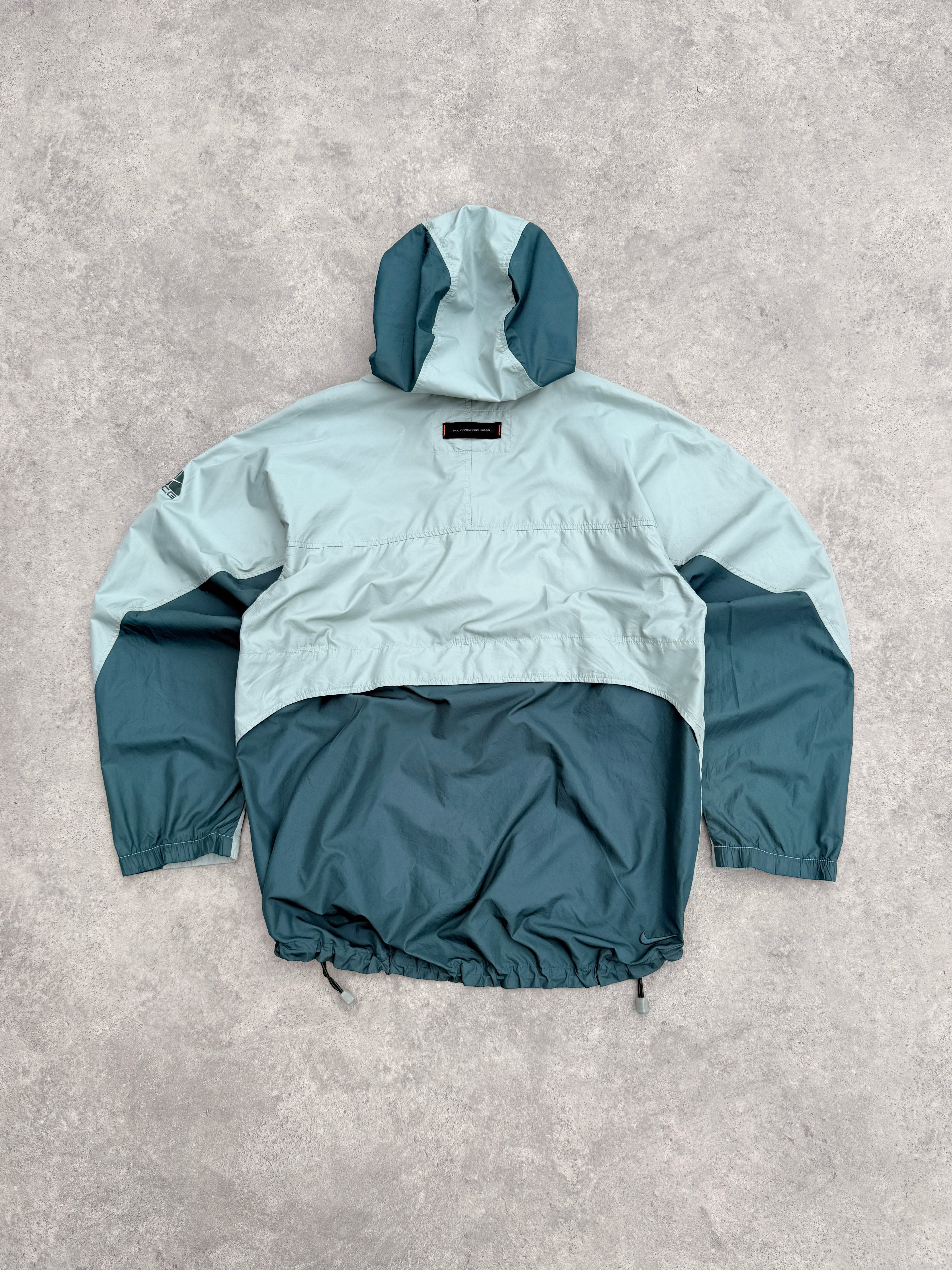 nike acg 1990s colour block packable jacket, swoosh logo detail