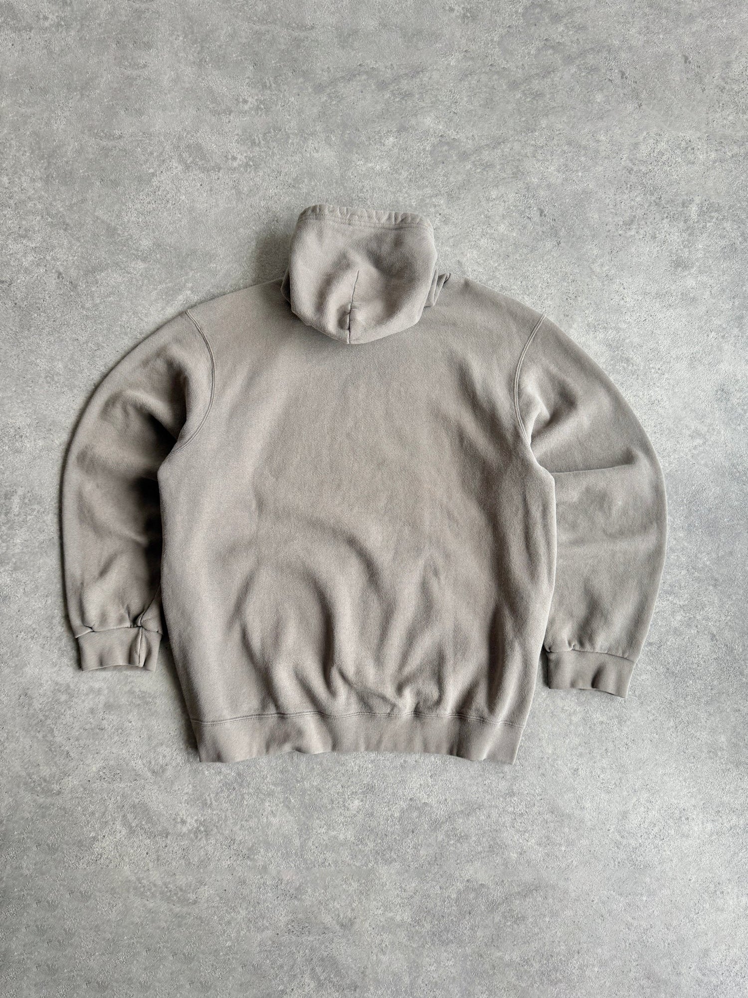 nike 2003 heavyweight embroidered spellout hoodie in beige, back view