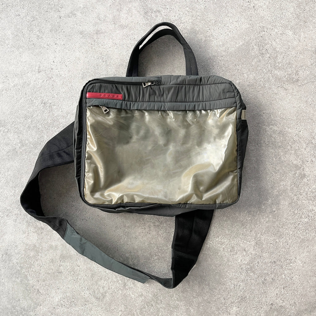 Prada Sport RARE 1999 reflective cross body bag 16 x14 Linear