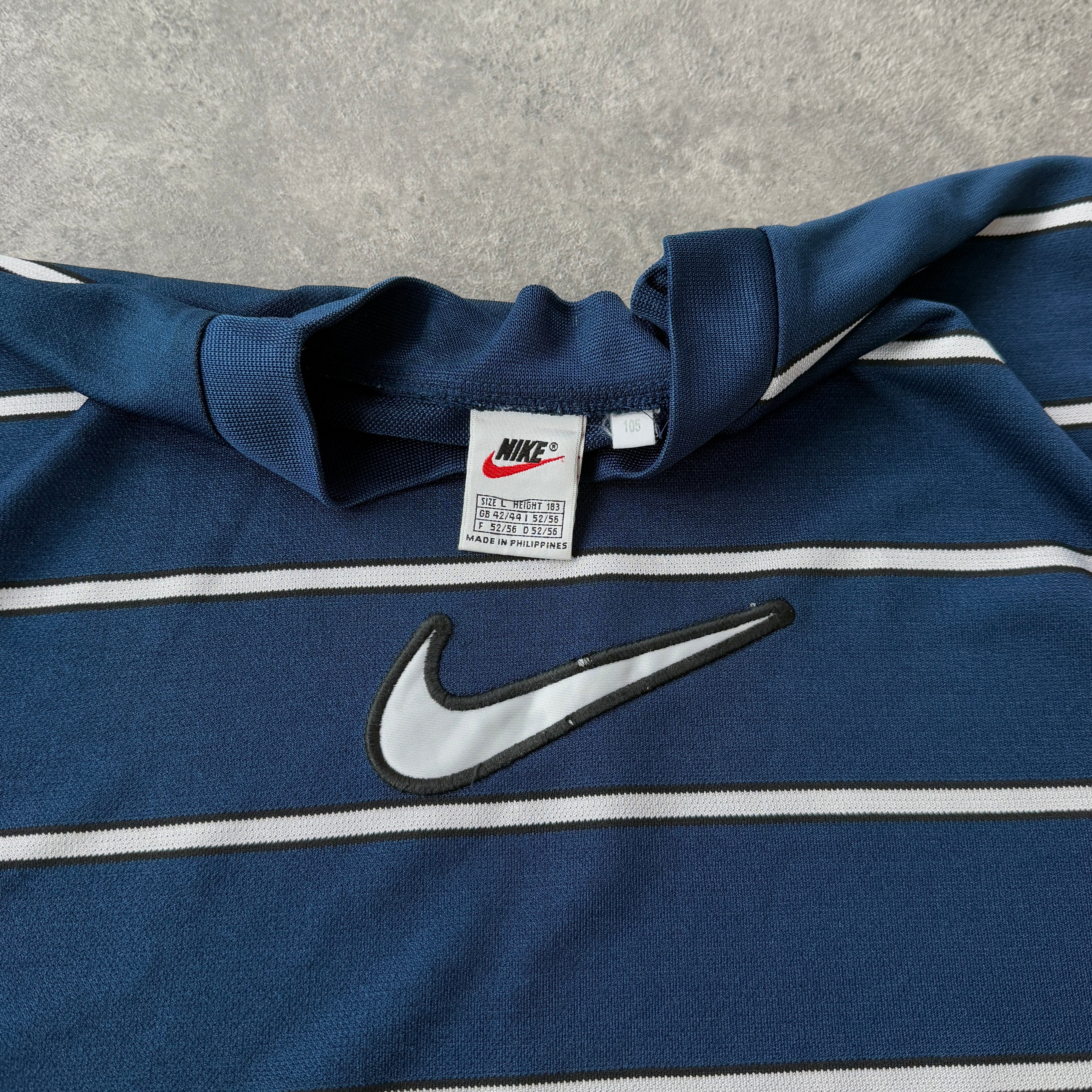 Nike RARE 1990s heavyweight striped technical t-shirt (L)