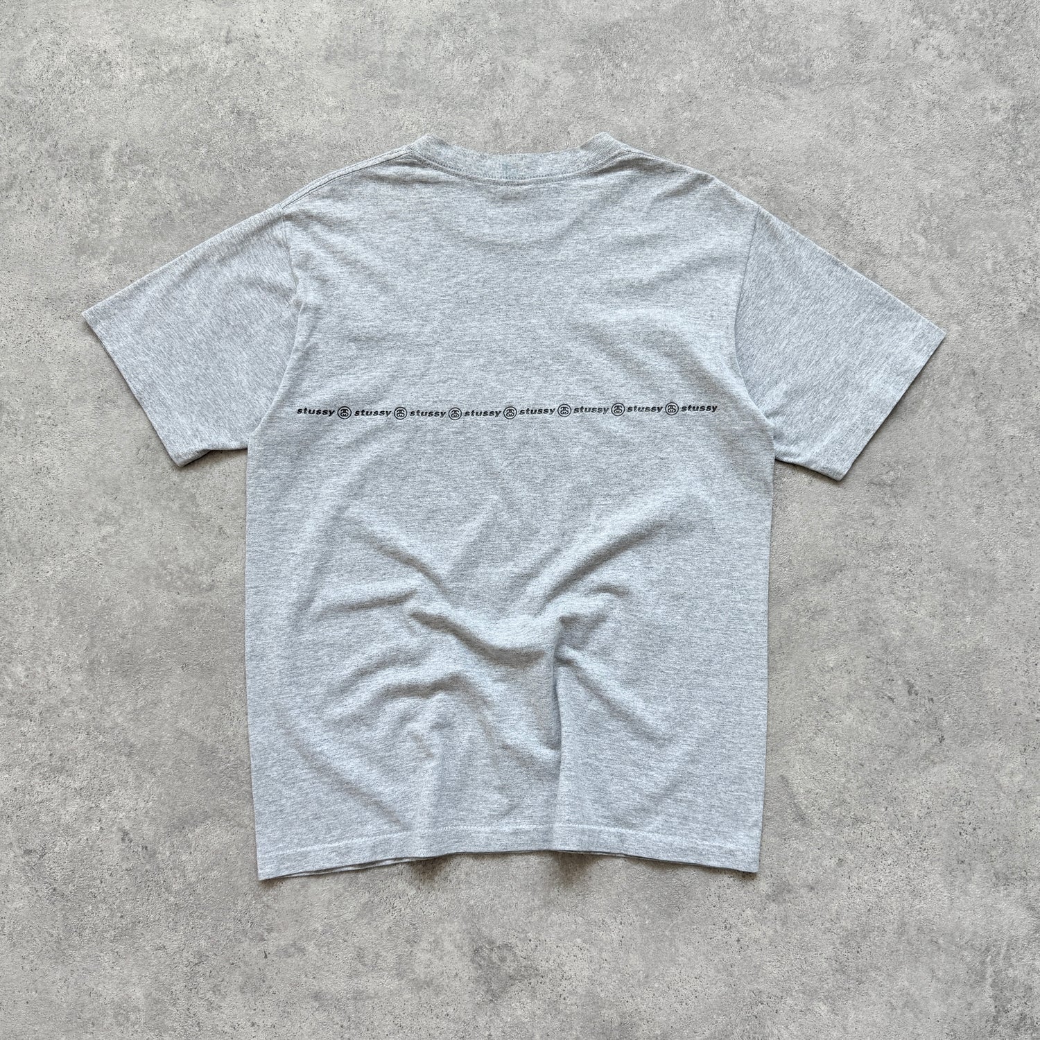 Stussy 1990s single stitch heavyweight multi logo spellout t-shirt (M)