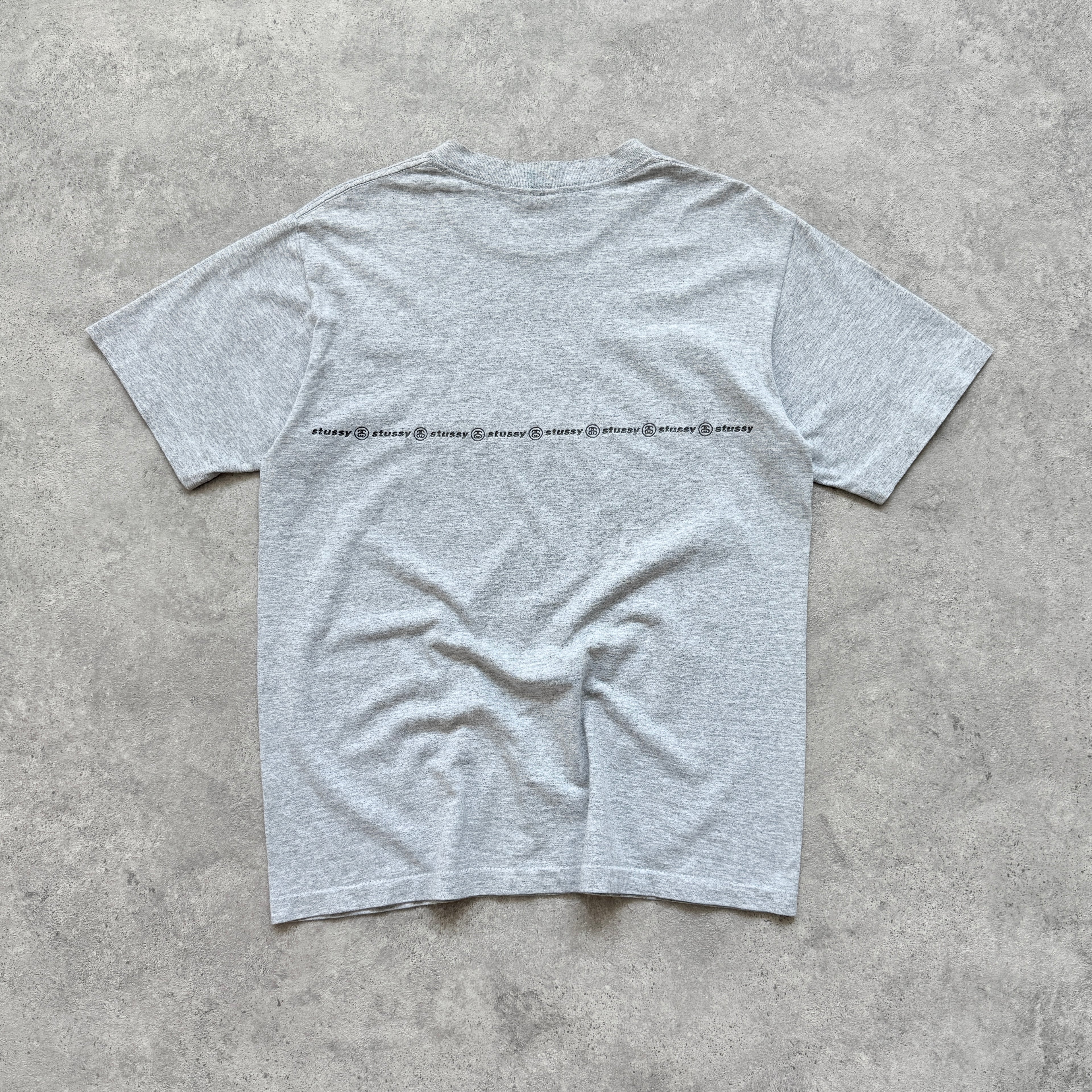 Stussy 1990s single stitch heavyweight multi logo spellout t-shirt (M)