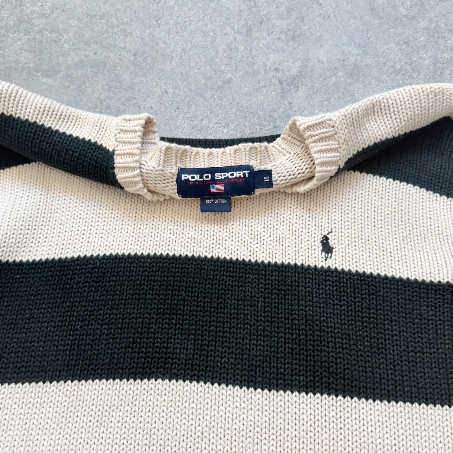 Polo Sport Ralph Lauren 1990s heavyweight striped knitted jumper (S)