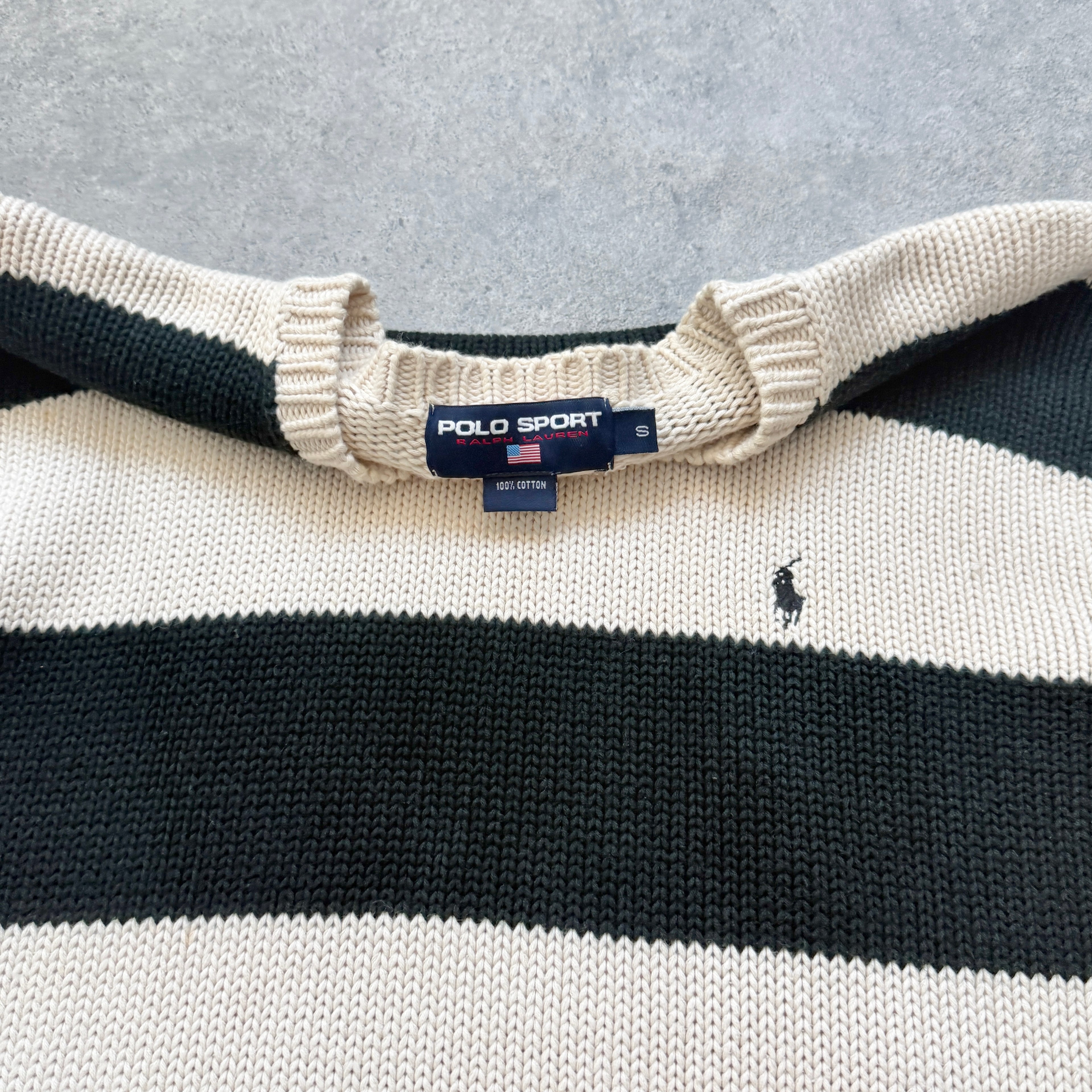 Polo Sport Ralph Lauren 1990s heavyweight striped knitted jumper (S)