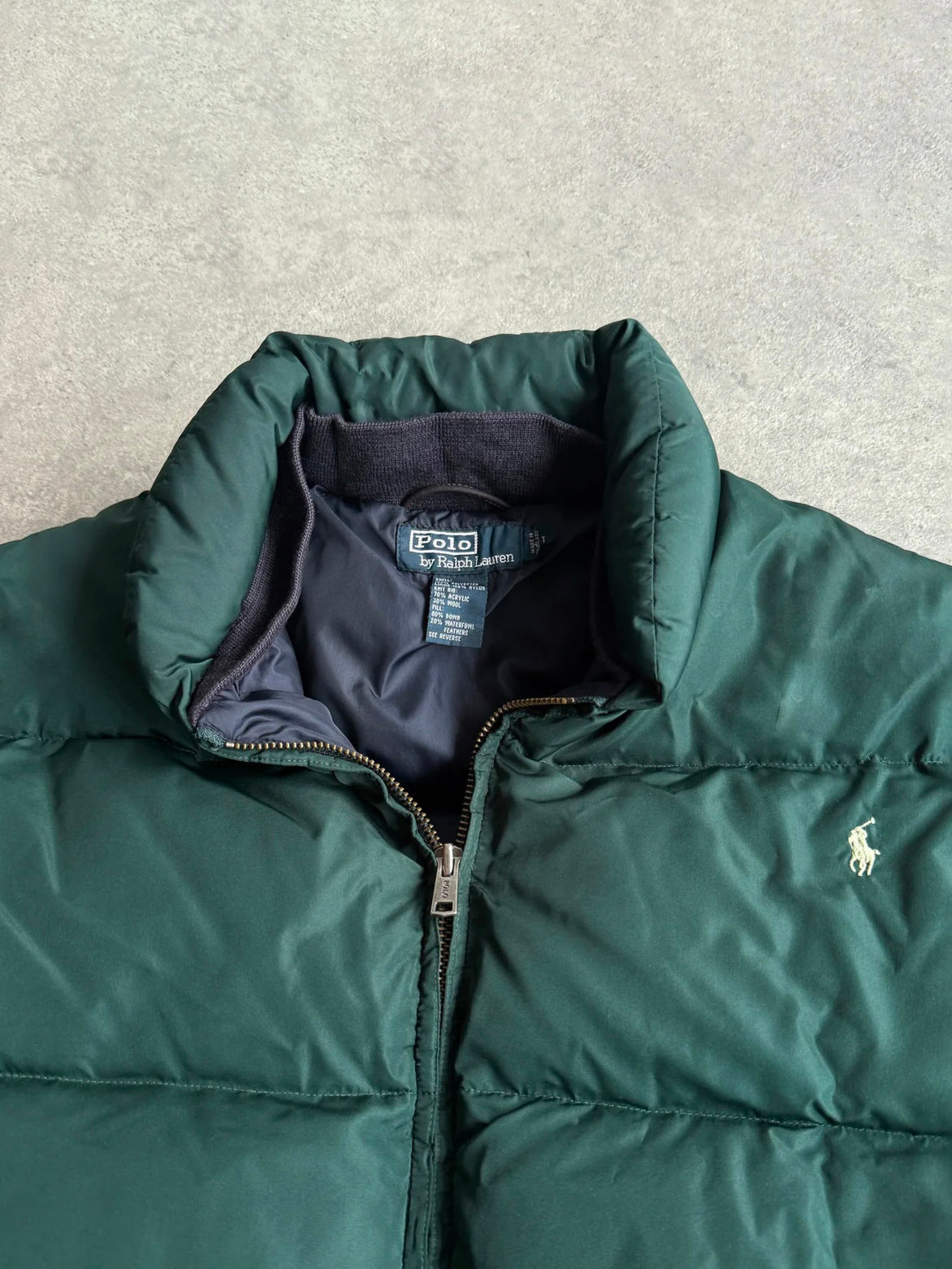 ralph lauren 1990s down fill bomber puffer jacket, polo pony logo detail
