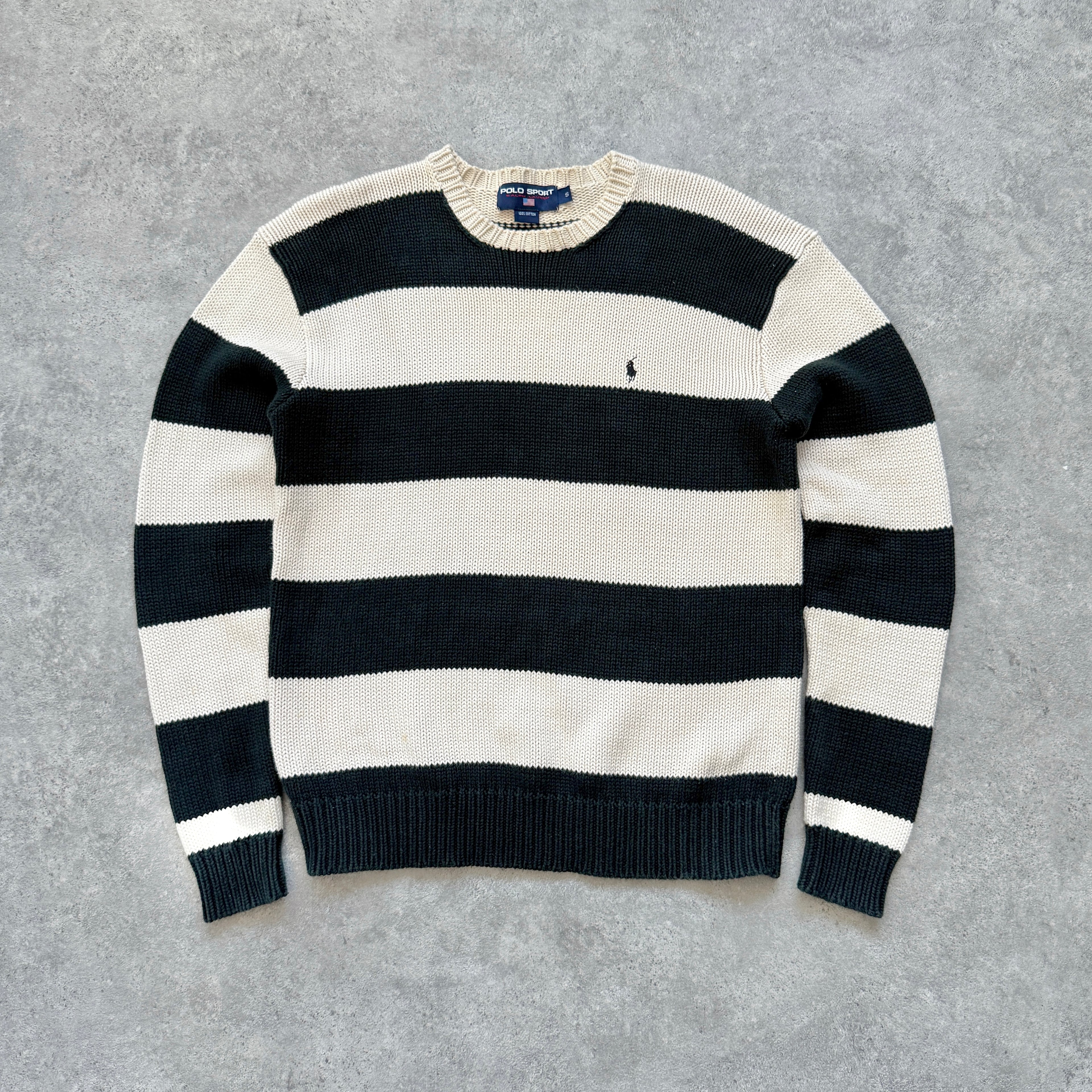 Polo Sport Ralph Lauren 1990s heavyweight striped knitted jumper (S)