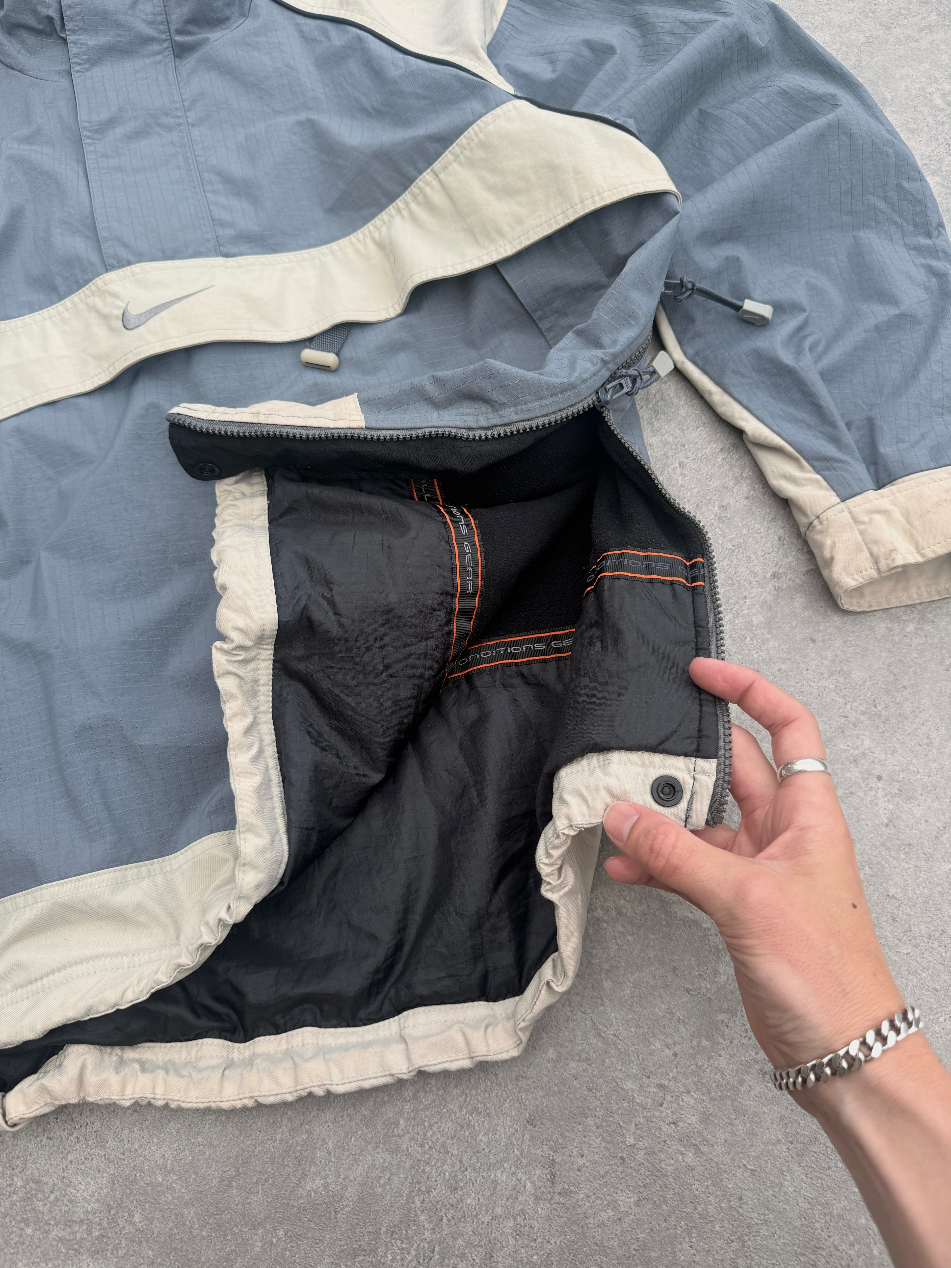 nike acg 1998 storm fit technical pullover jacket, swoosh logo detail