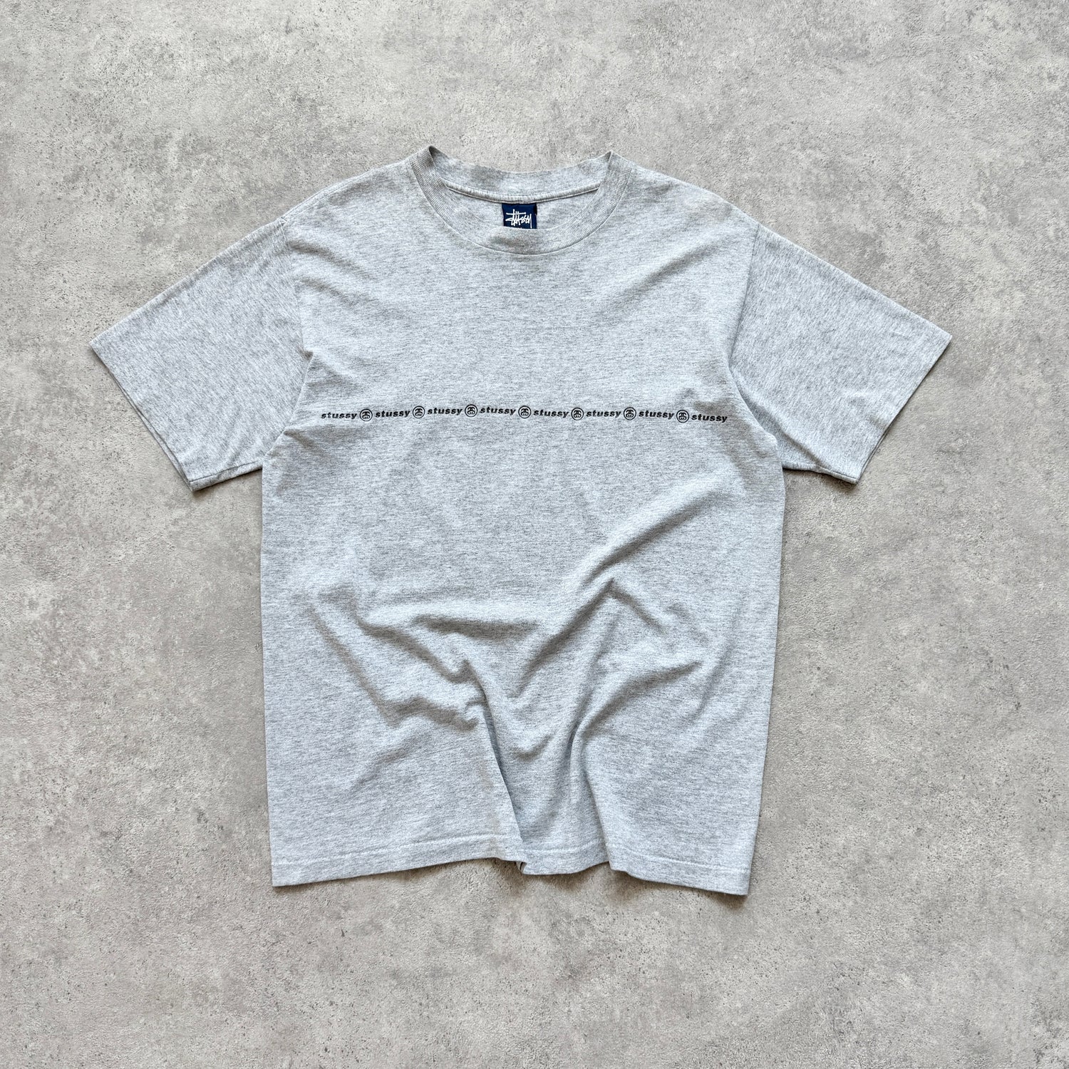 Stussy 1990s single stitch heavyweight multi logo spellout t-shirt (M)