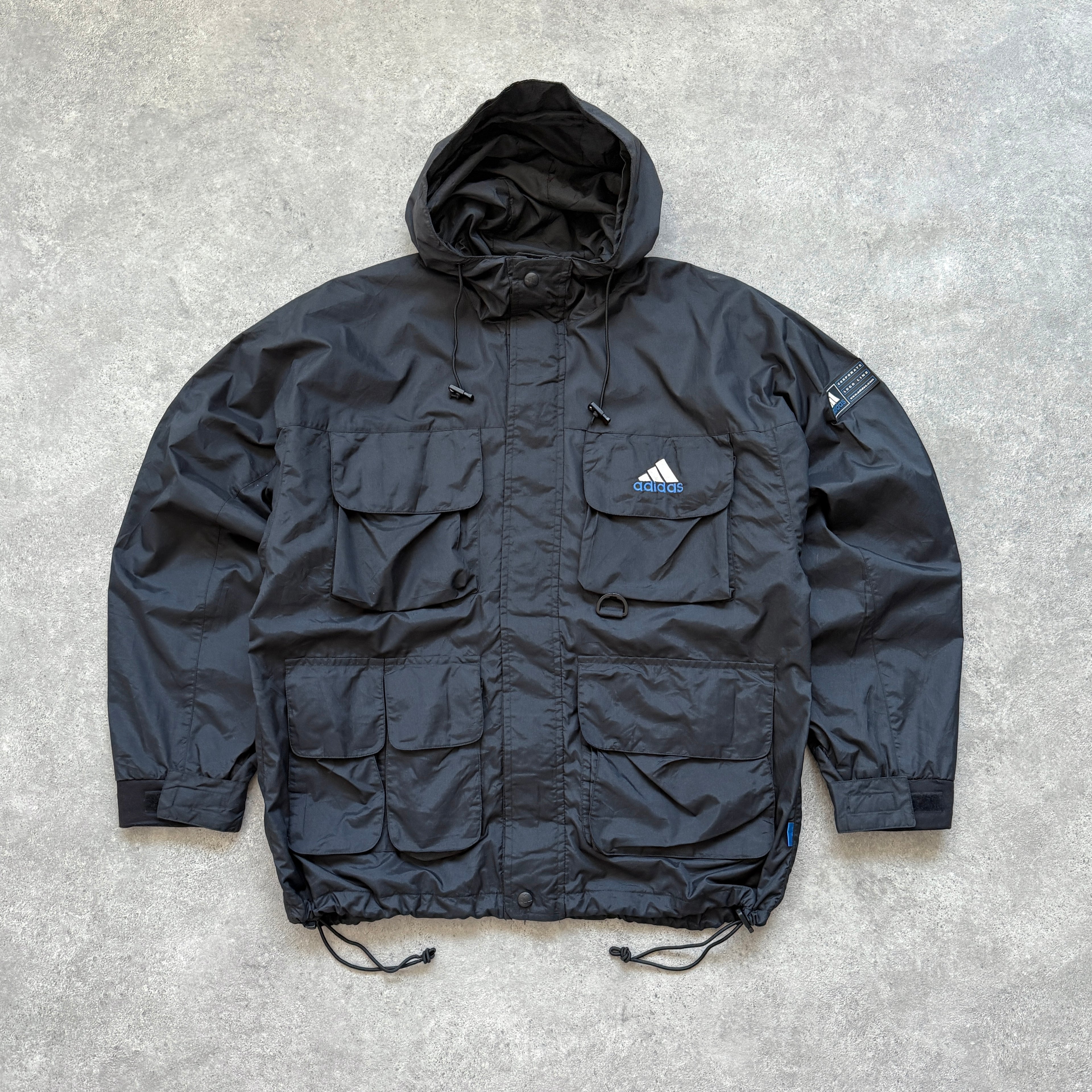 Adidas 1990s technical lightweight cargo shell jacket (M)