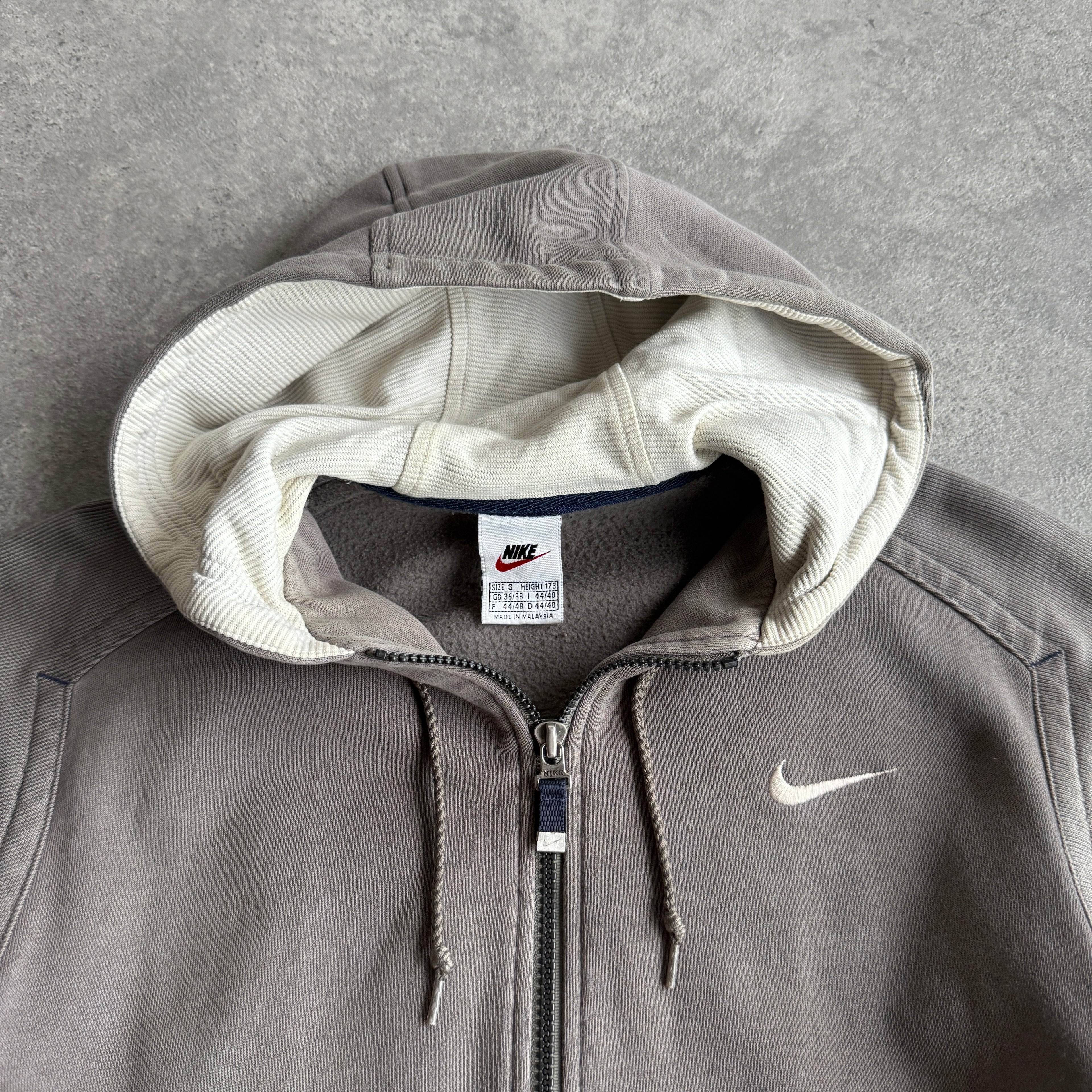Nike 1990s heavyweight zipe up embroidered spellout hoodie (S)