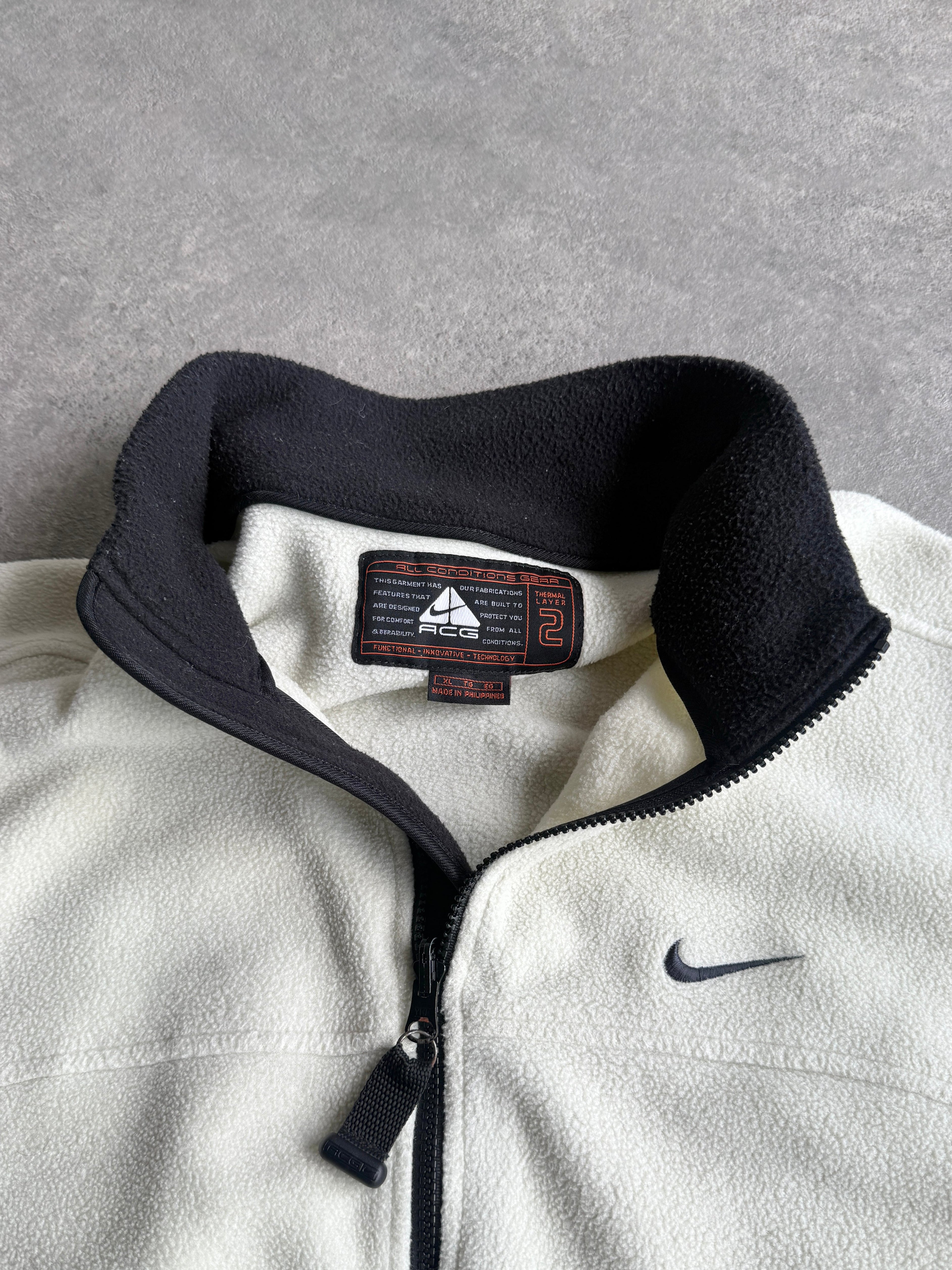 nike acg 1998 technical fleece vest jacket in cream, back view