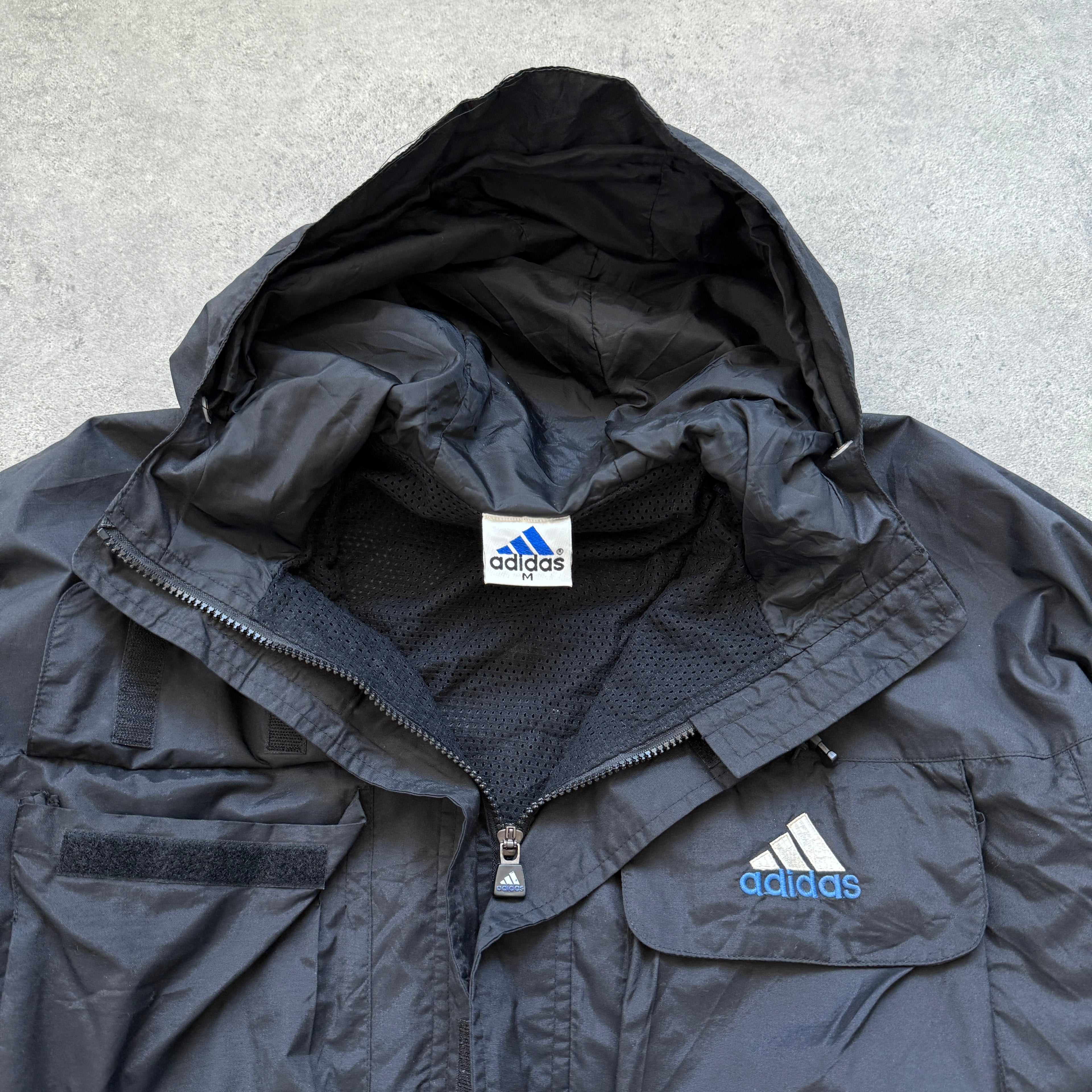 Adidas 1990s technical lightweight cargo shell jacket (M)