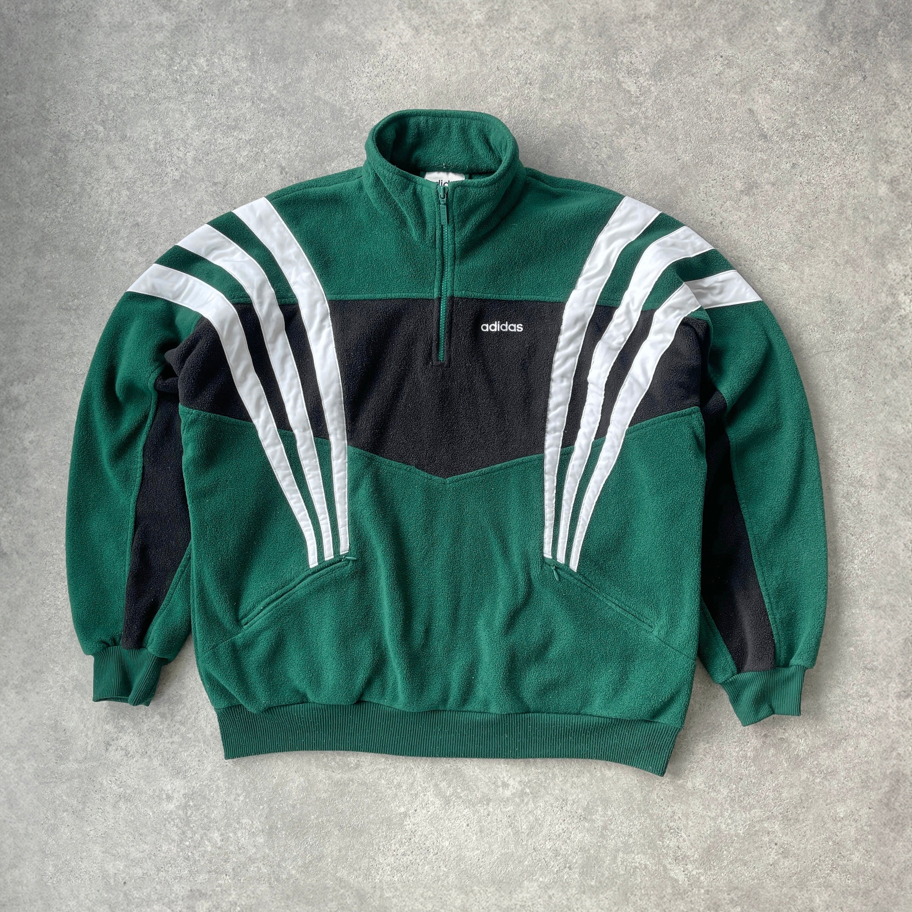 Adidas 1990s 1/4 zip heavyweight colour block fleece jacket (XL)