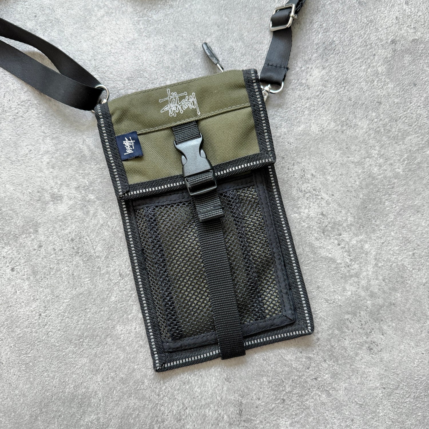 Stussy 1990s technical mesh pouch cross body bag (10”x6”)