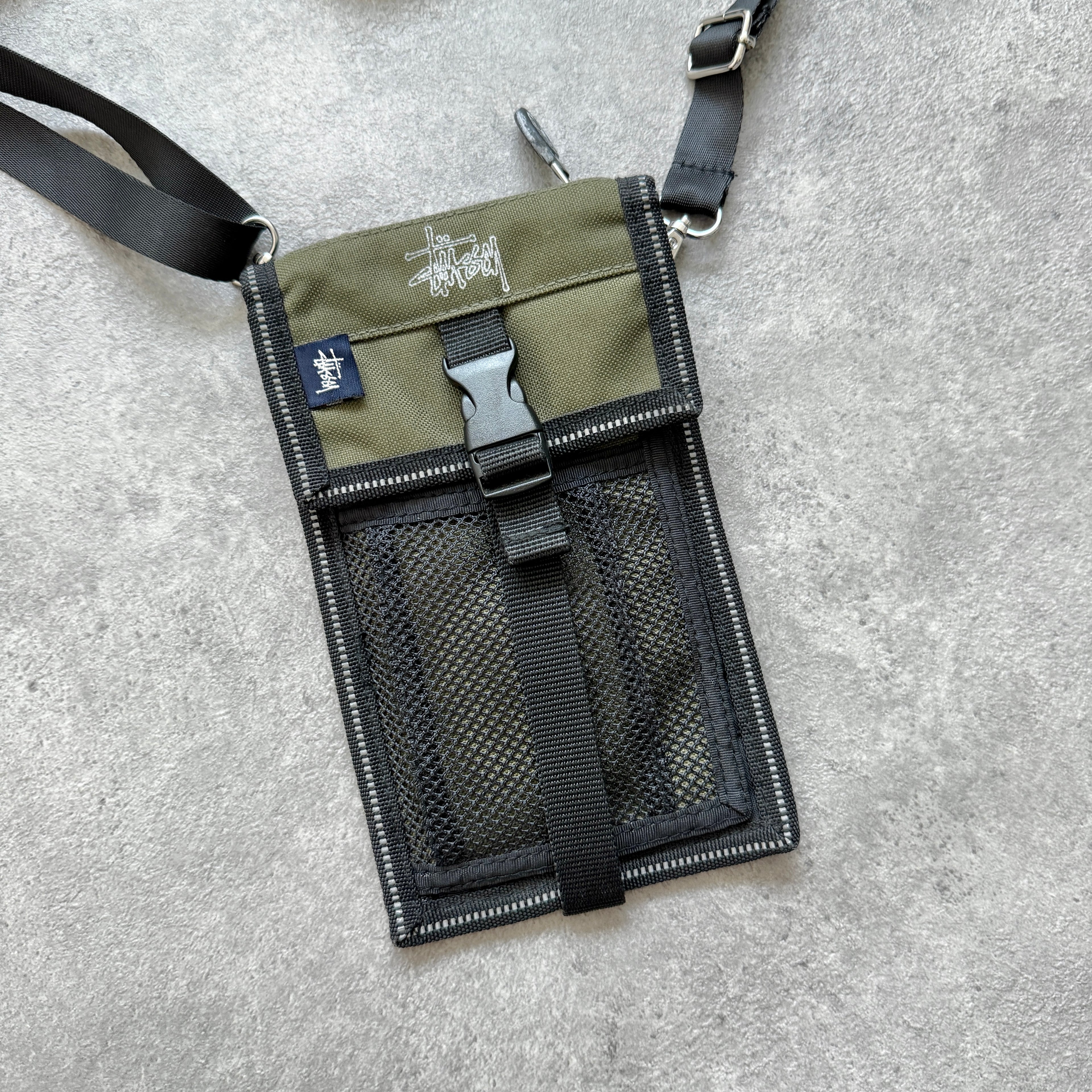 Stussy 1990s technical mesh pouch cross body bag (10”x6”)