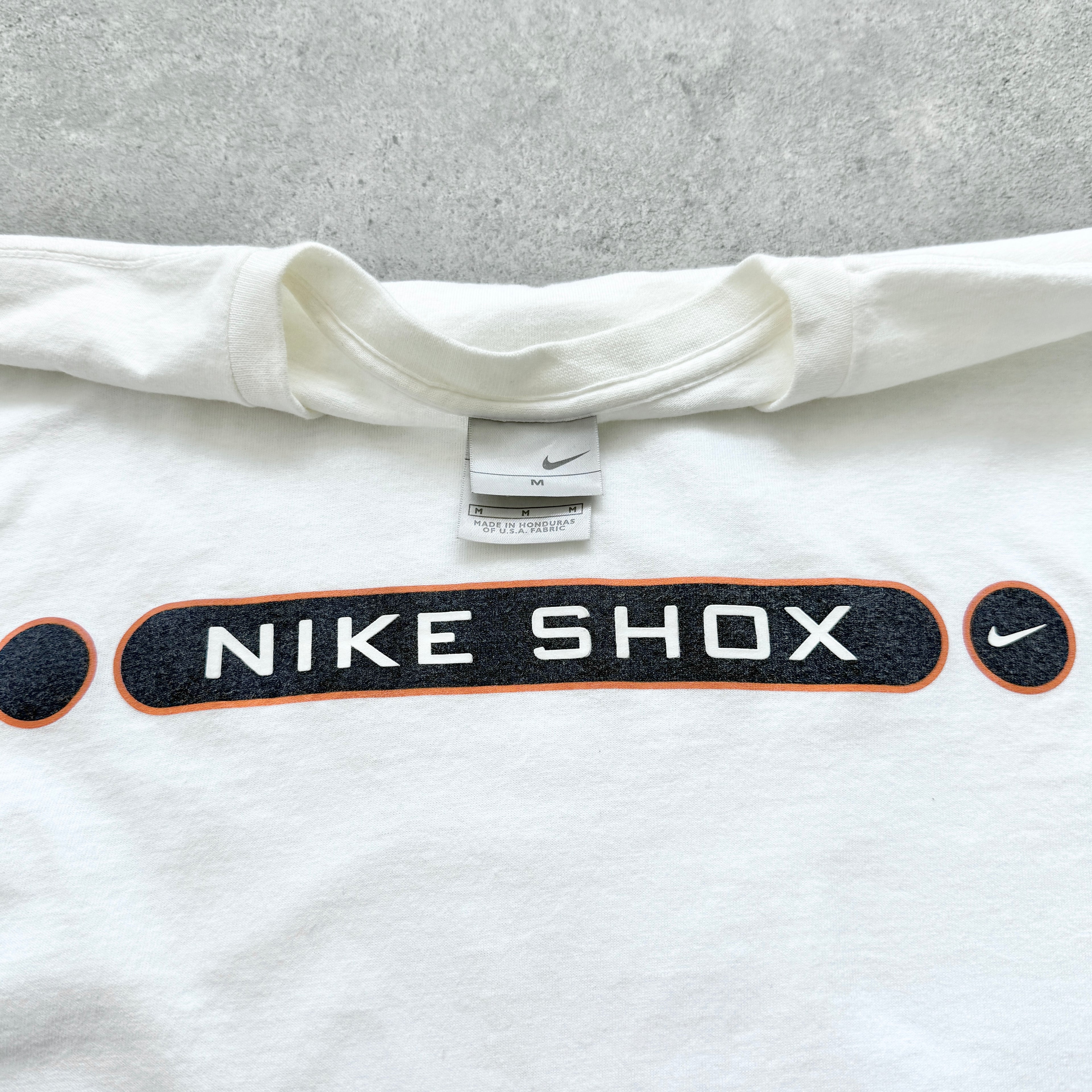 Nike SHOX RARE 2000s graphic spellout long sleeve t-shirt (M)