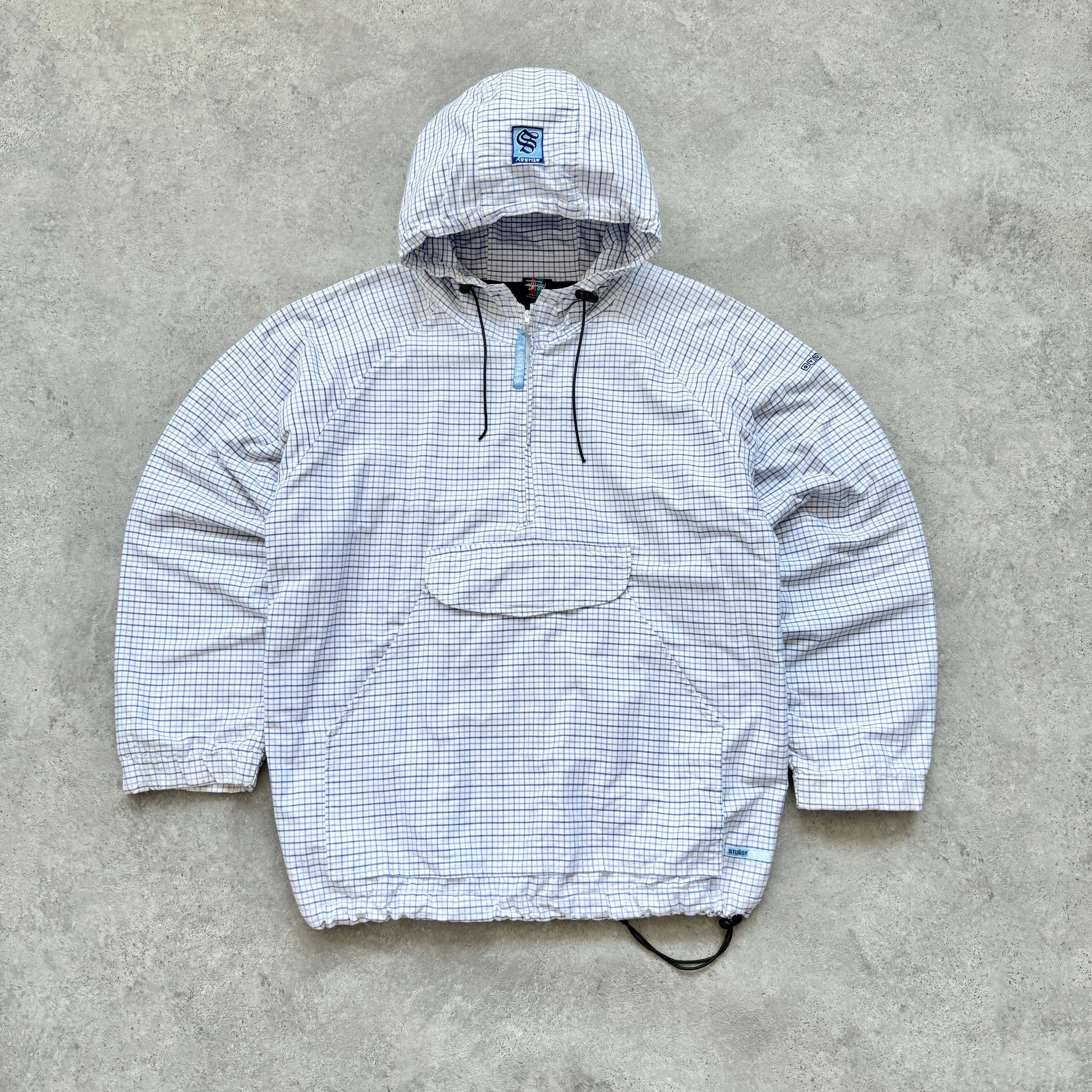 Stussy RARE 1990s 1/4 zip fleece lined technical plaid jacket (M)