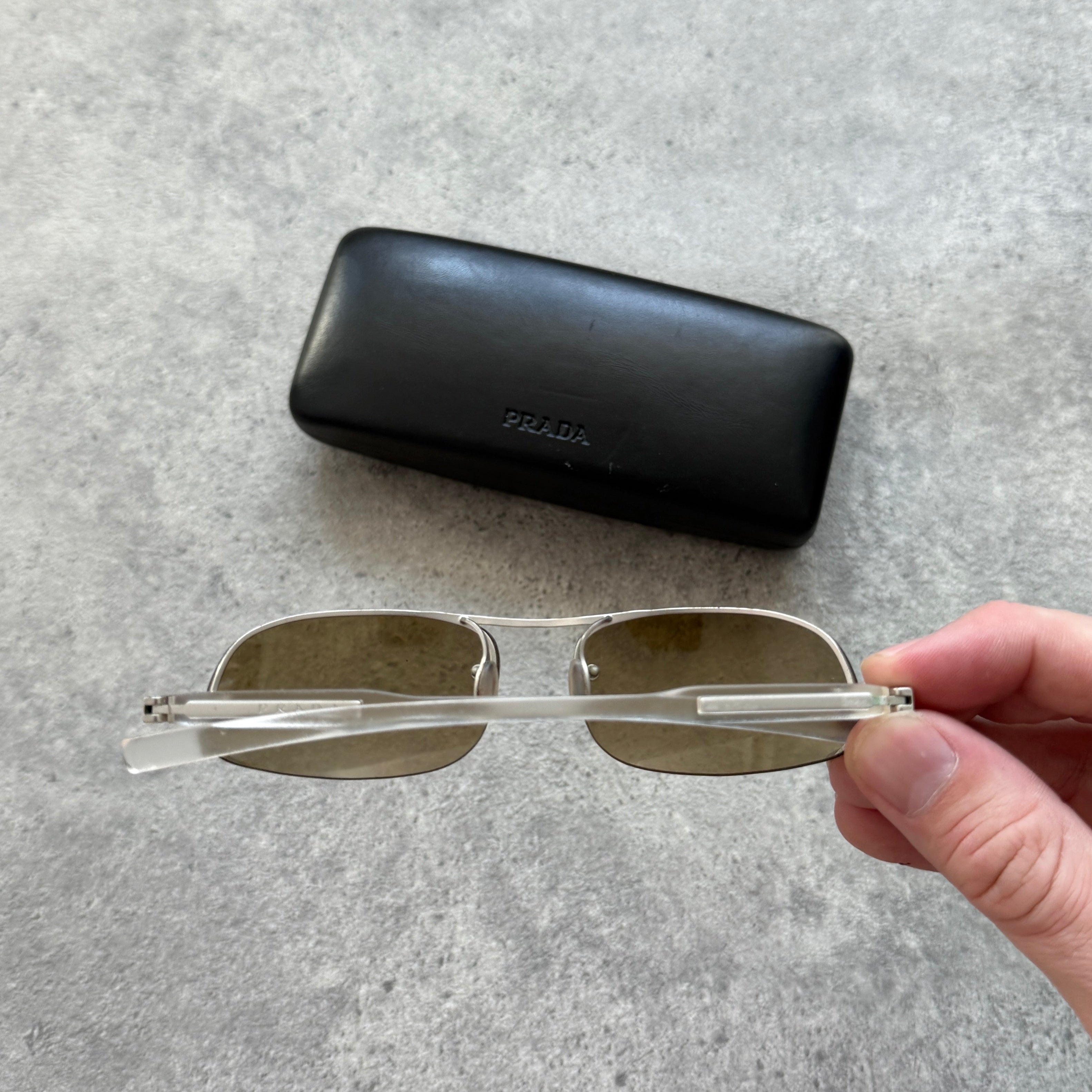 Prada 2000’s chrome/clear frame sunglasses
