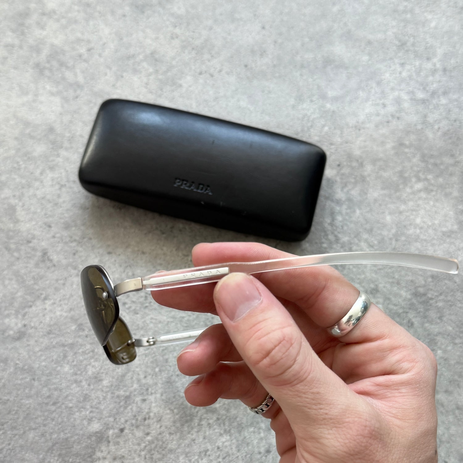 Prada 2000’s chrome/clear frame sunglasses