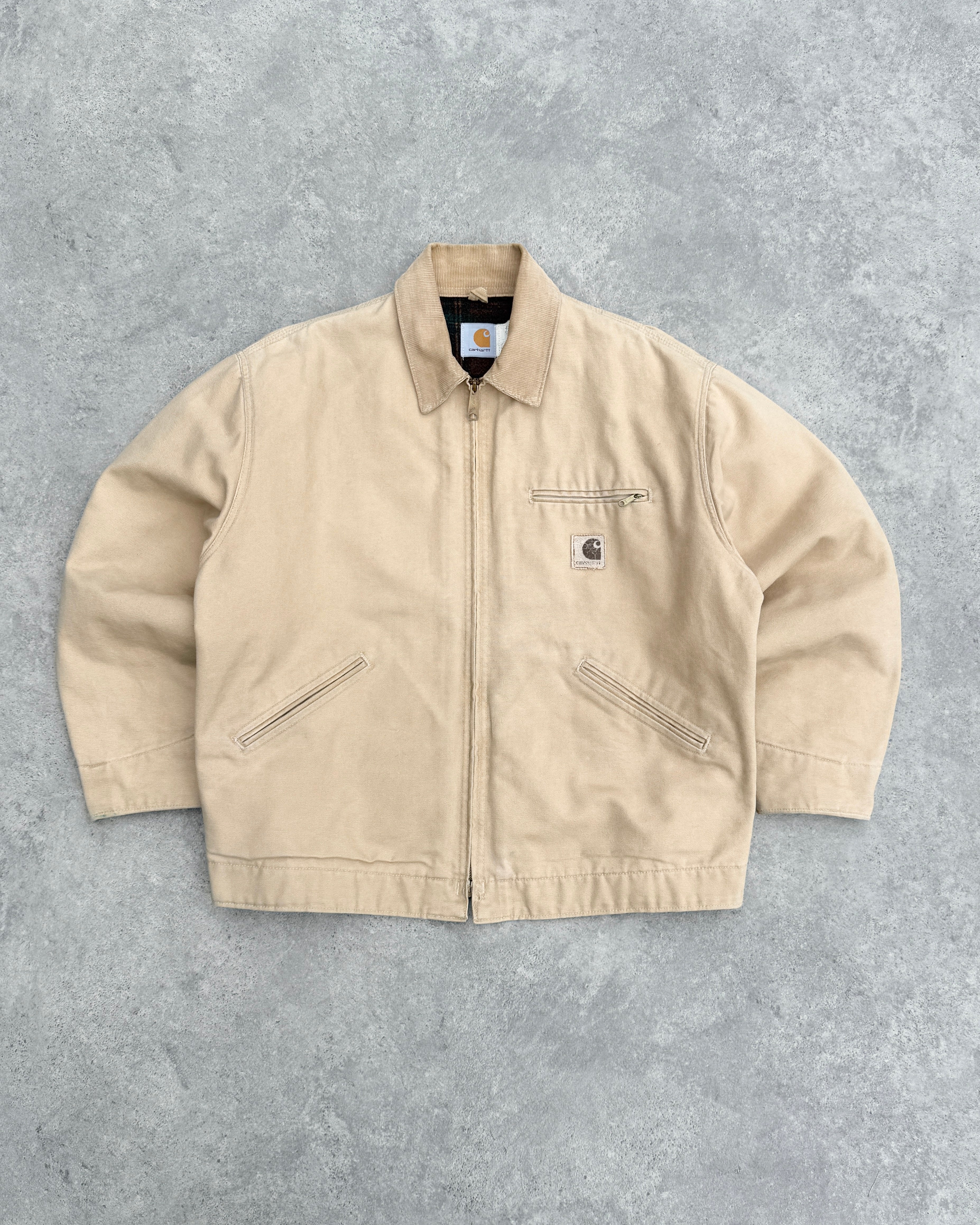 carhartt 1988 j43wet blanket lined detroit jacket in sand, front view