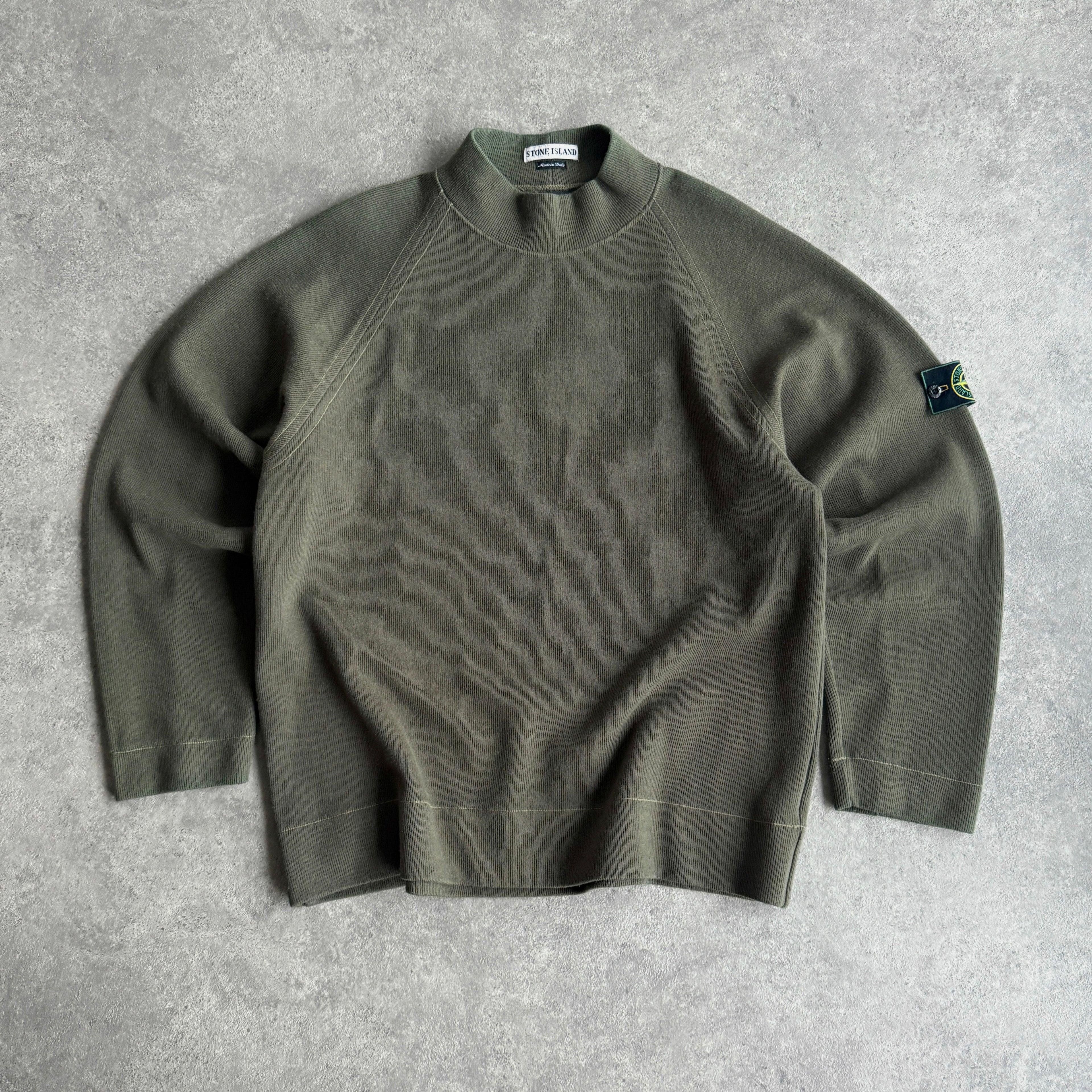 Stone Island RARE A/W 1998 heavyweight mock neck knitted jumper (XL)