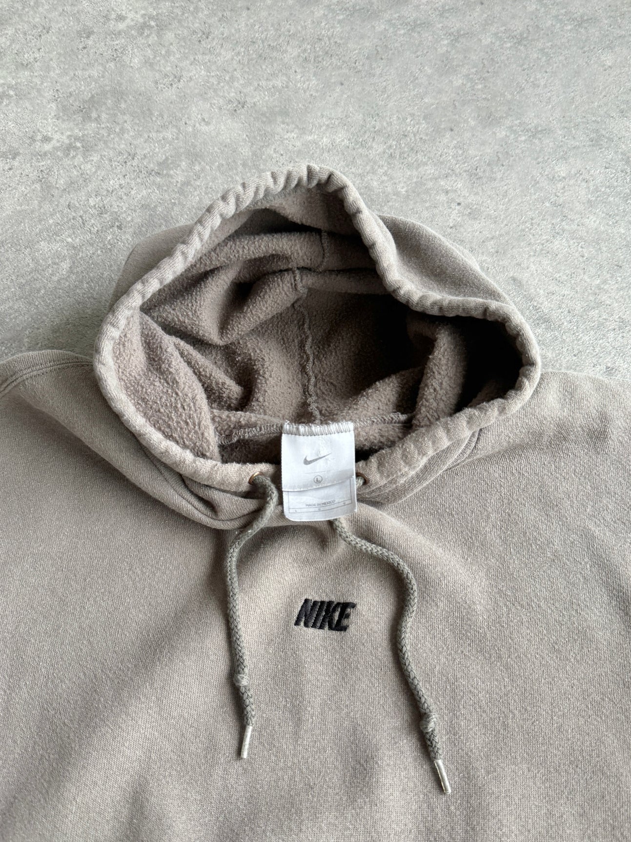 nike 2003 heavyweight embroidered spellout hoodie, chest logo detail