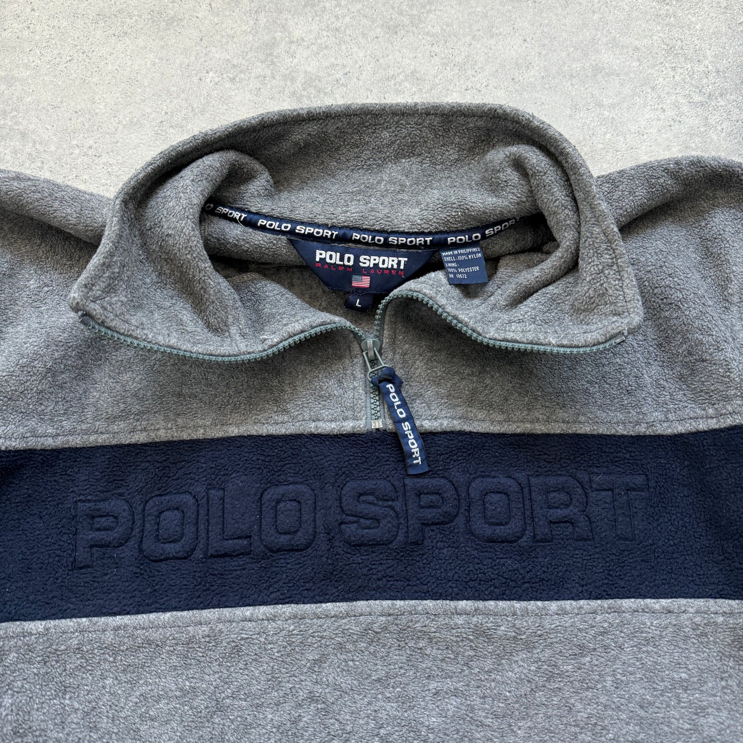 Polo Sport Ralph Lauren 1990s heavyweight 1/4 zip spellout fleece (L)