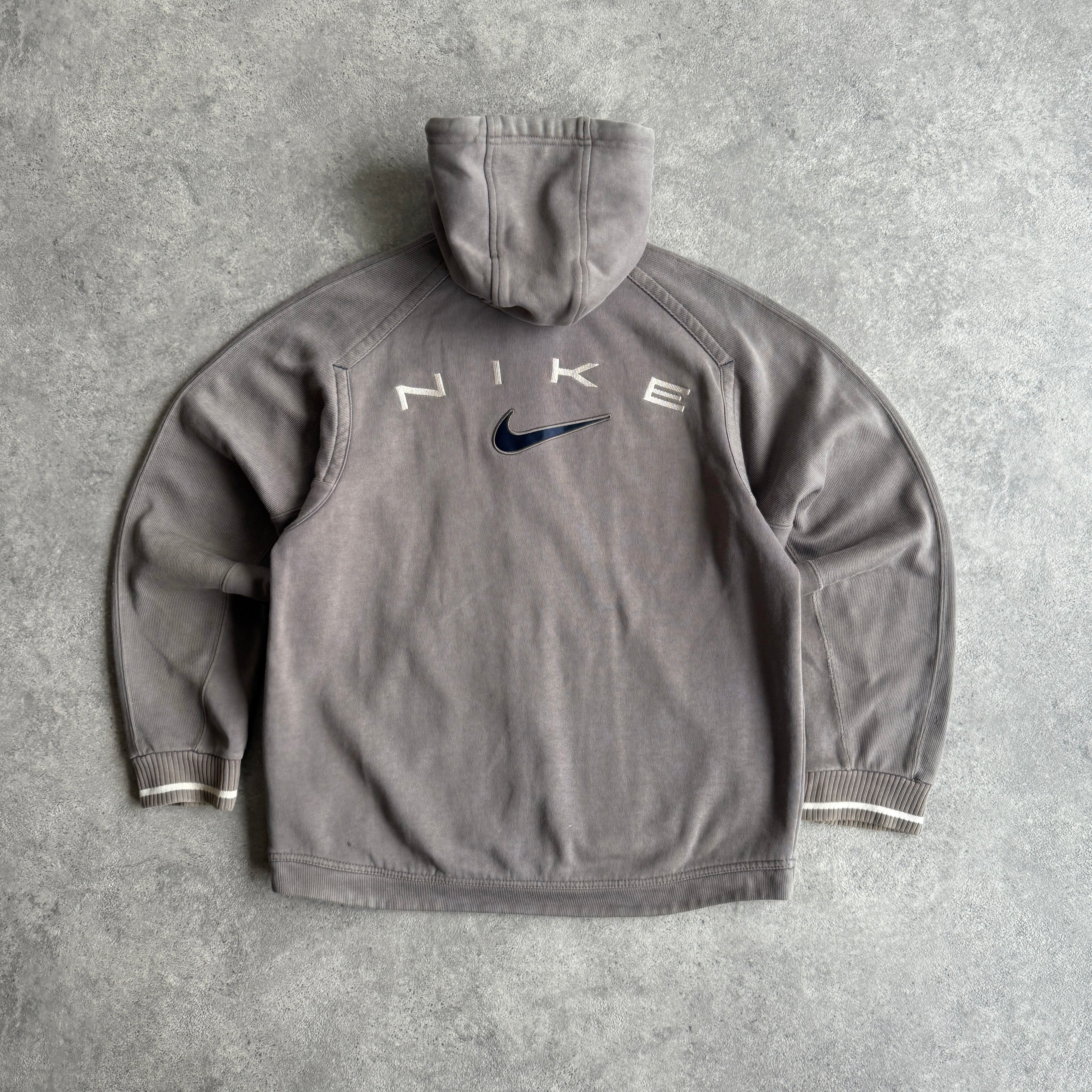 Nike 1990s heavyweight zipe up embroidered spellout hoodie (S)