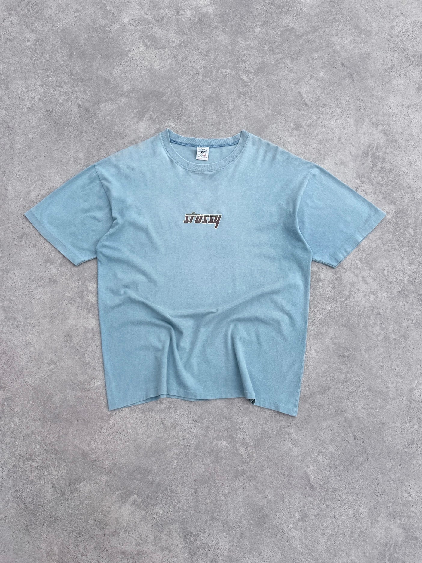 stussy 1990s single stitch graphic t-shirt, chest logo detail