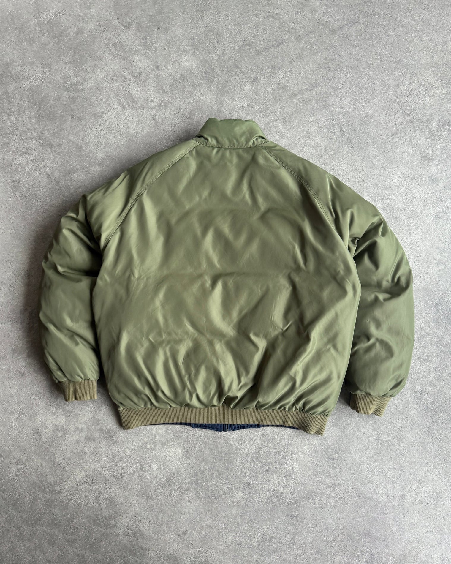 ralph lauren 1990s reversible down puffer jacket, snap collar detail