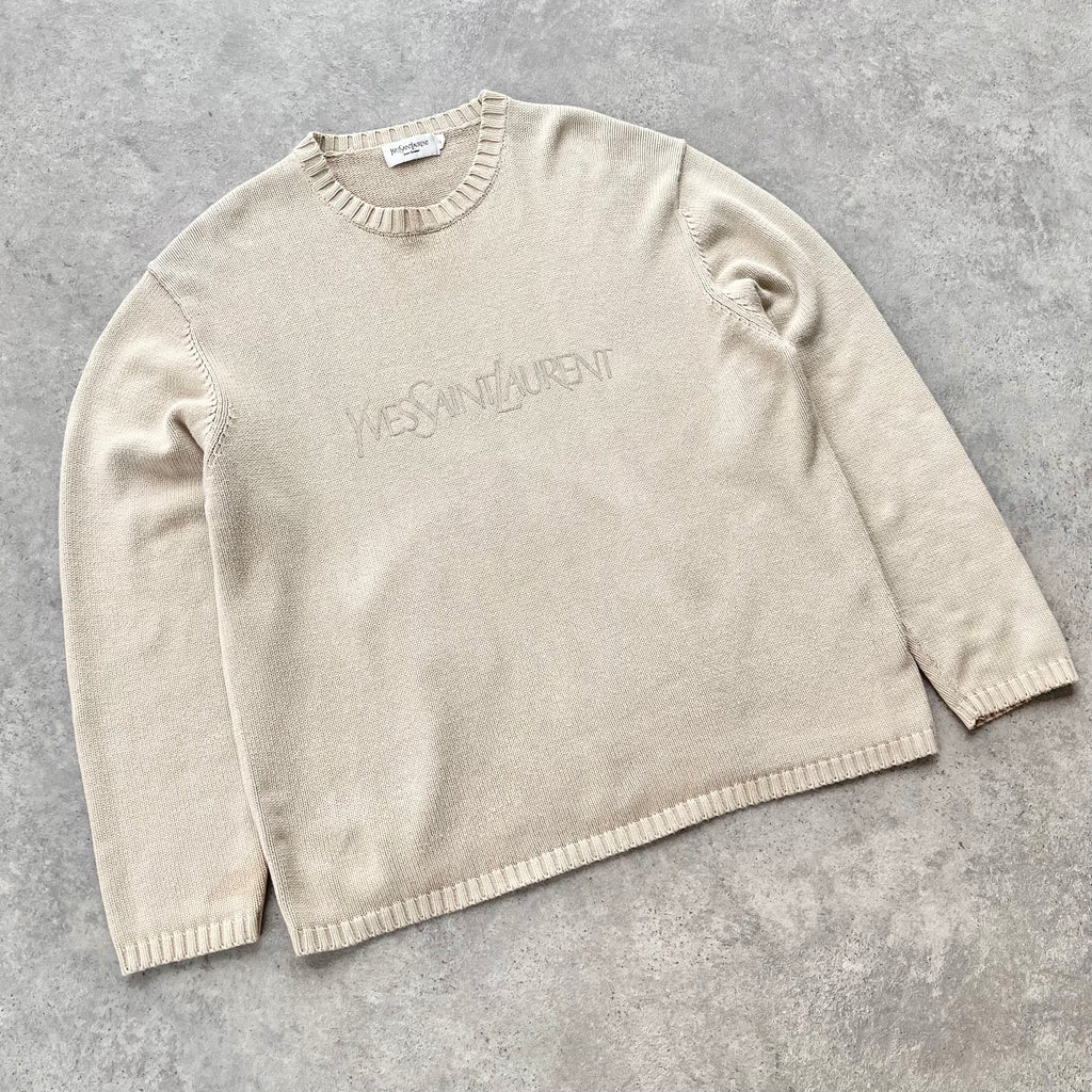 YSL RARE 2000s heavyweight knitted jumper (XL) Linear Store