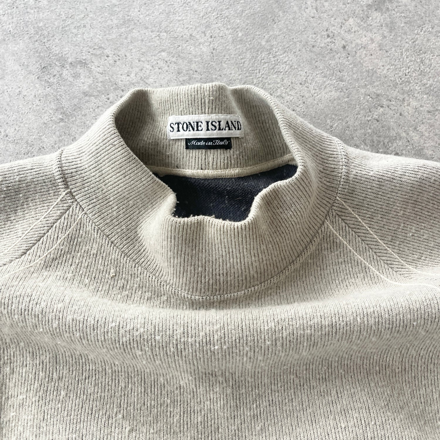 Stone Island RARE A/W 1998 heavyweight mock neck knitted jumper (L)