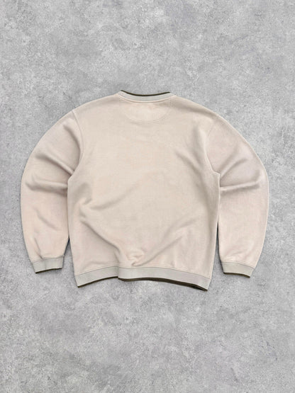 nike 2000s heavyweight embroidered swoosh sweatshirt, khaki trim detail