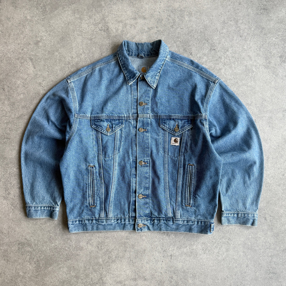 Carhartt 1990s J12DST heavyweight denim Chore jacket (L)