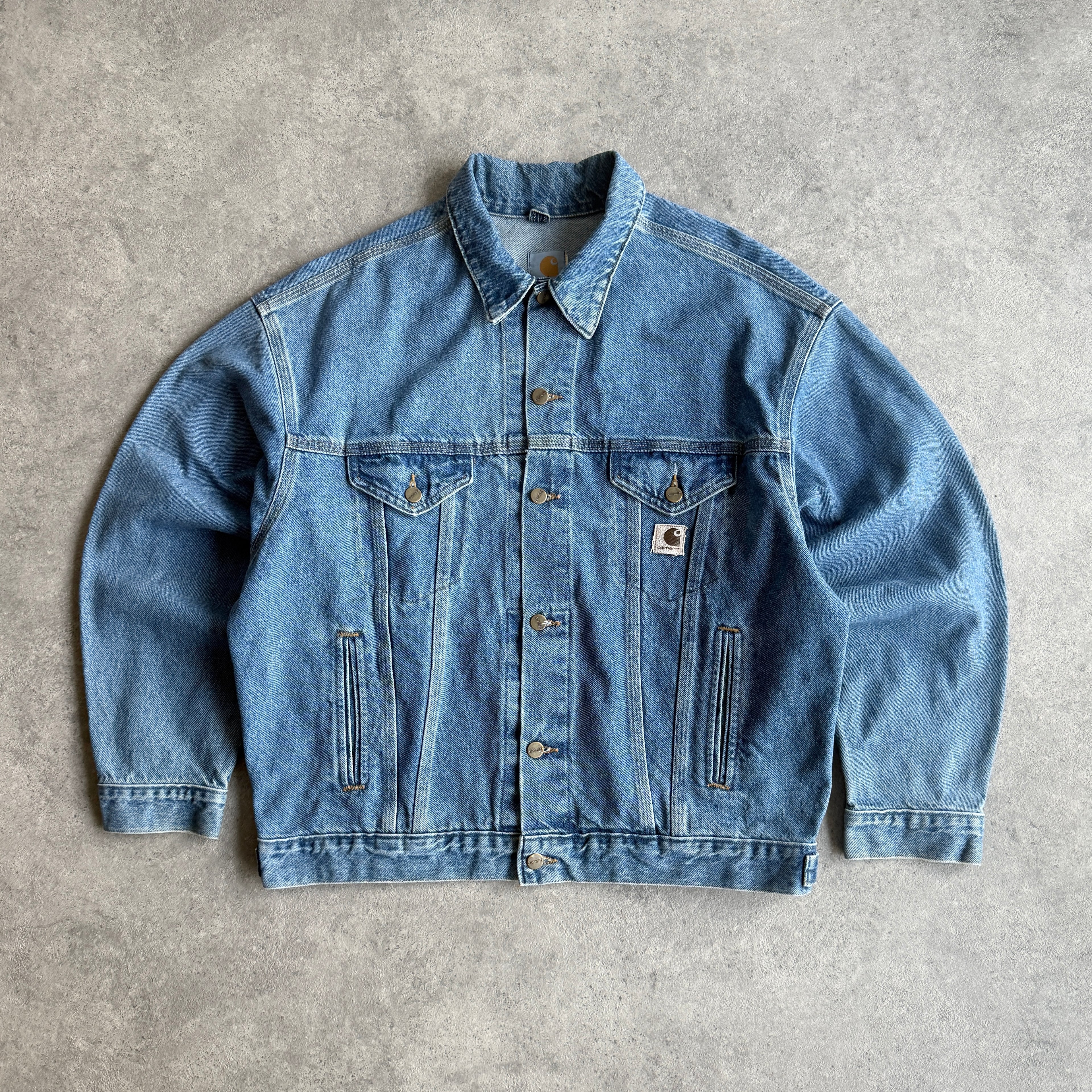 Carhartt 1990s J12DST heavyweight denim Chore jacket (L)