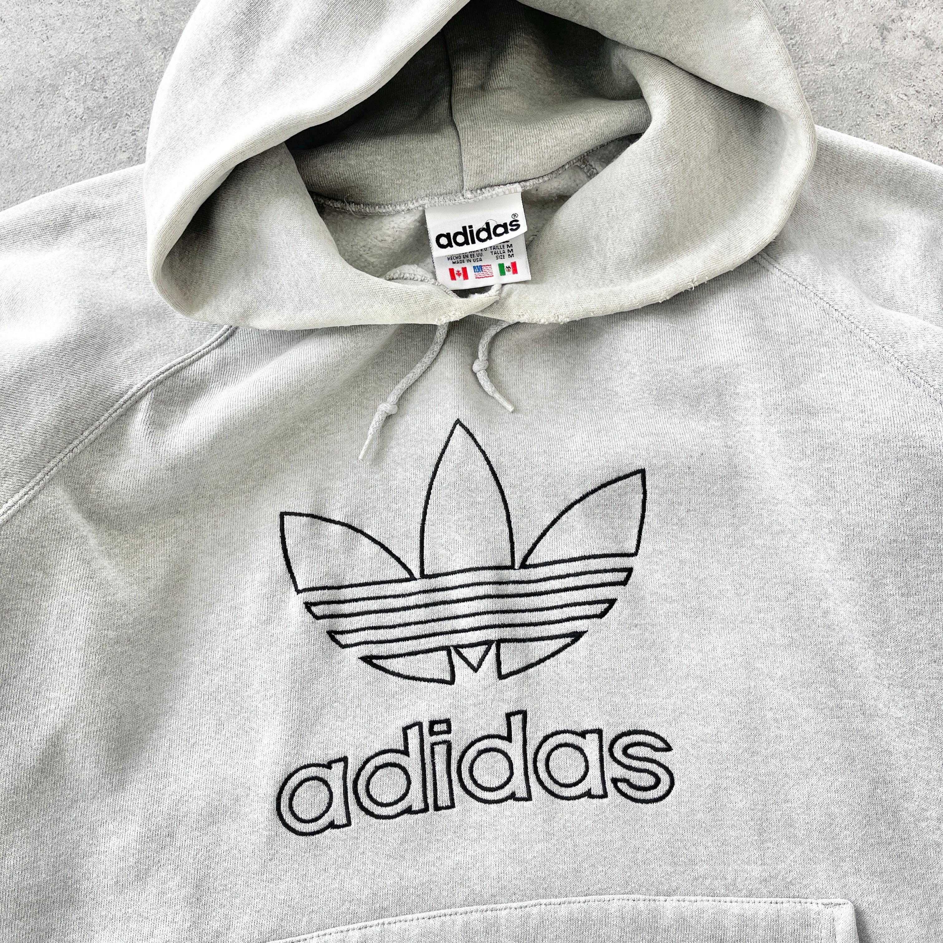 Adidas 1990s heavyweight embroidered hoodie (L)