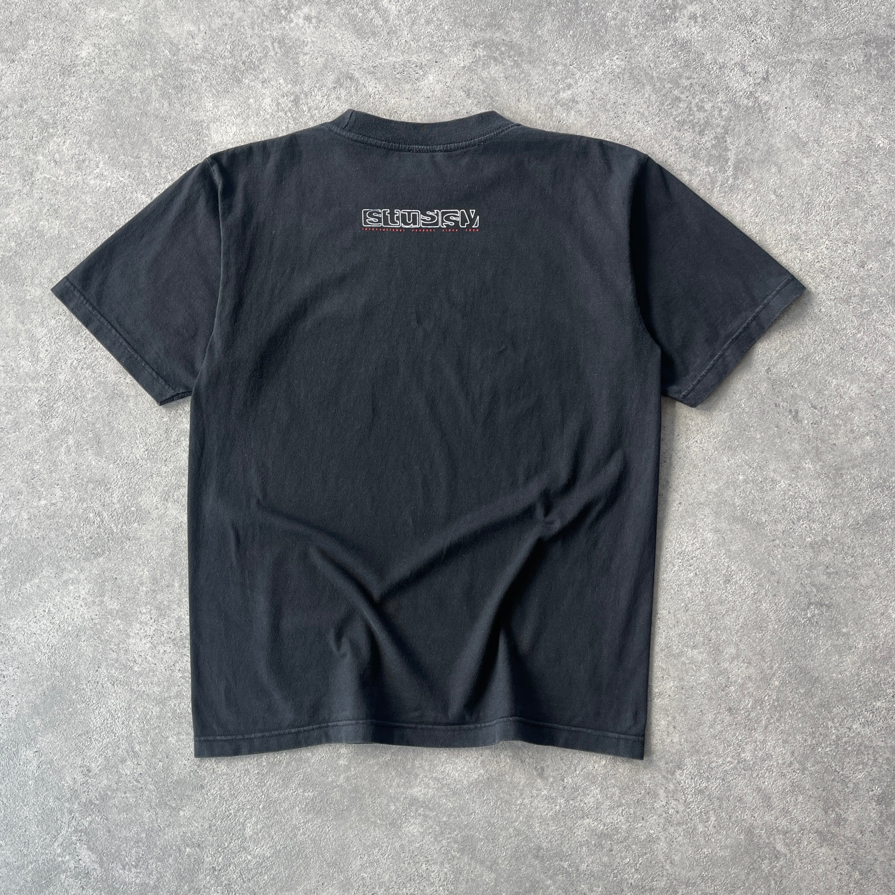 Stussy 2000s heavyweight graphic spellout t-shirt (M)