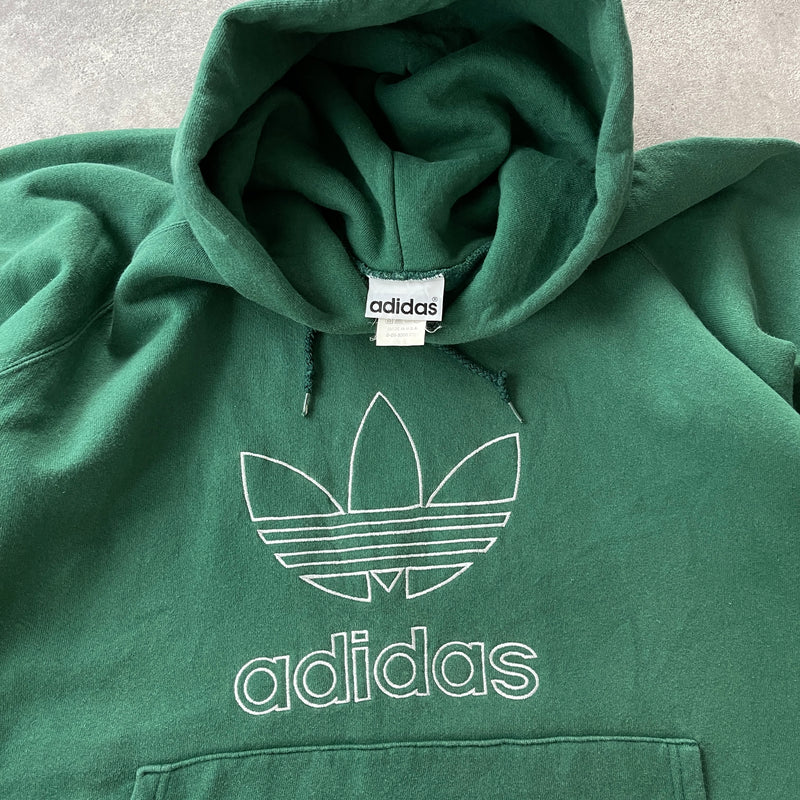 Adidas RARE 1990s heavyweight embroidered hoodie (M)