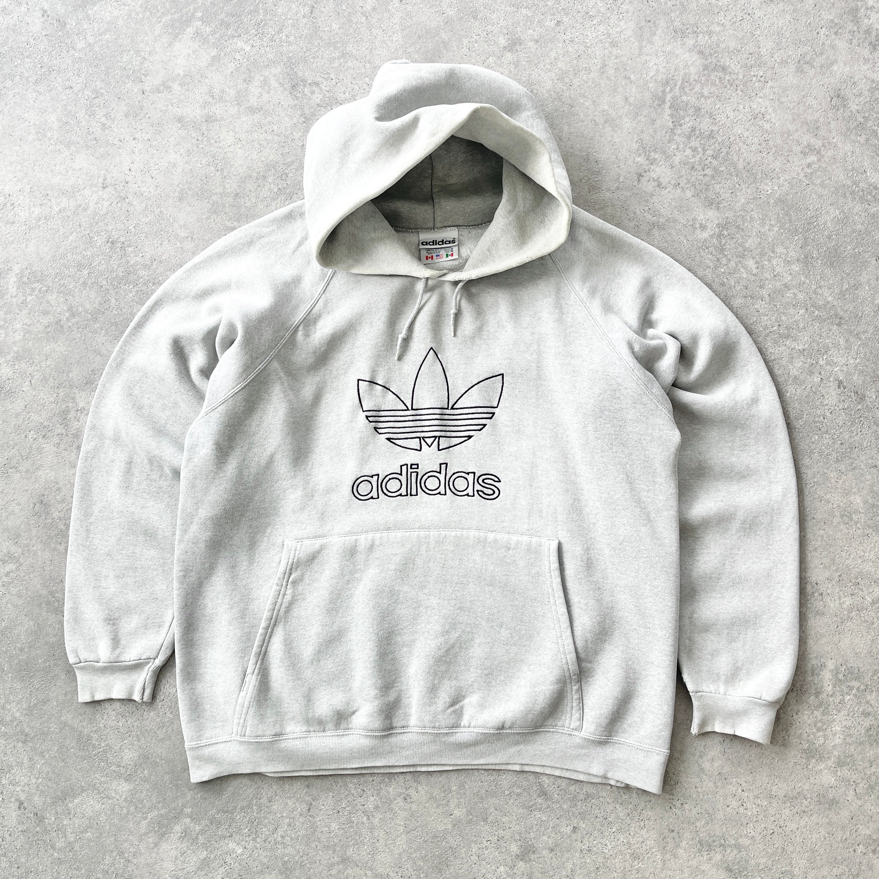 Adidas 1990s heavyweight embroidered hoodie (L)