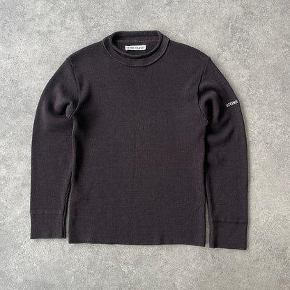 Stone Island RARE A/W 1999 heavyweight spellout knitted jumper (M)