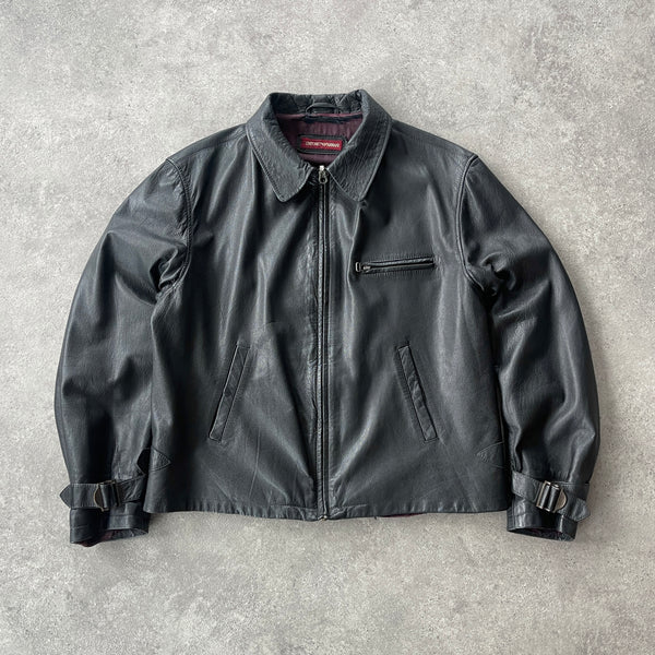 Emporio Armani RARE 1990s leather biker jacket (M)