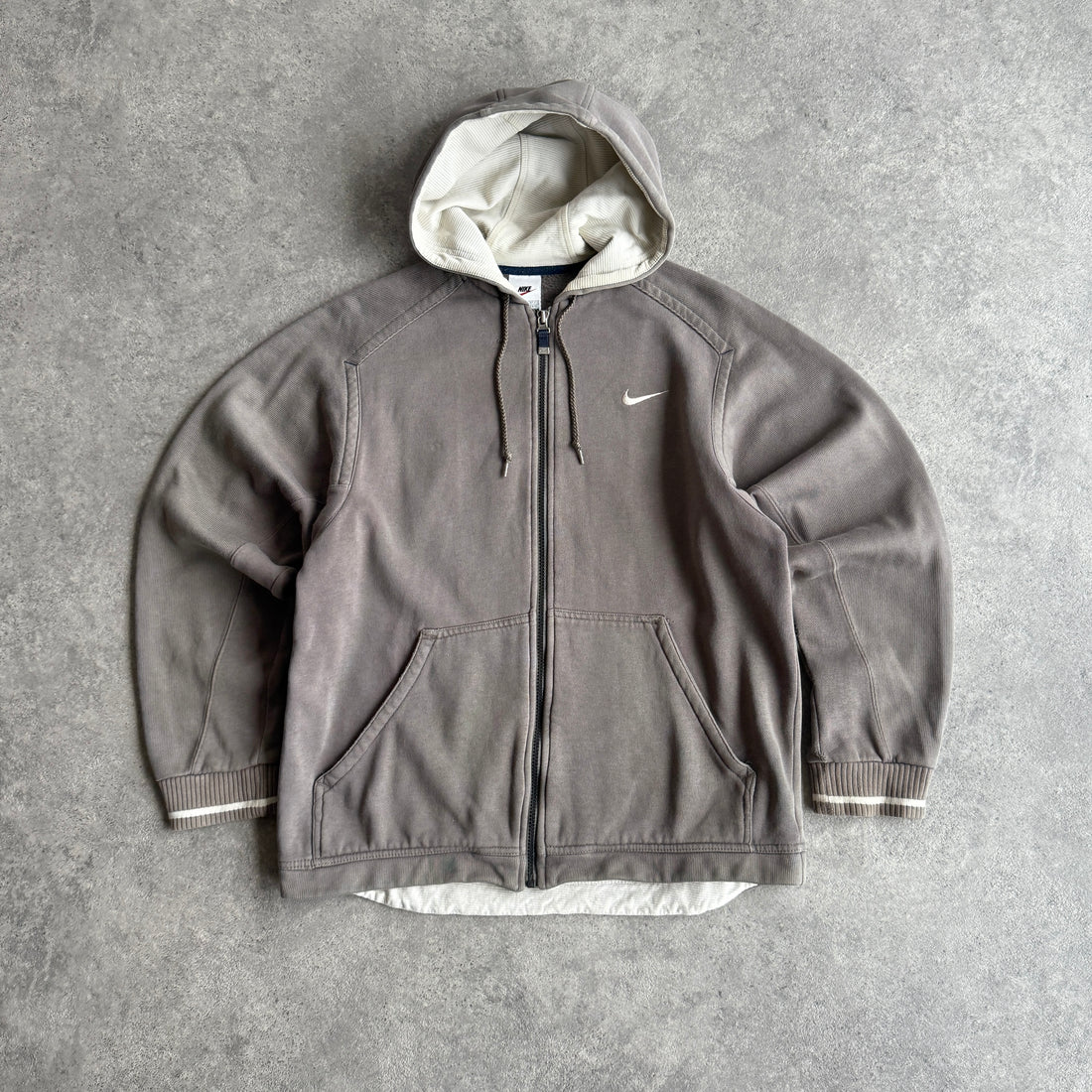 Nike 1990s heavyweight zipe up embroidered spellout hoodie (S)