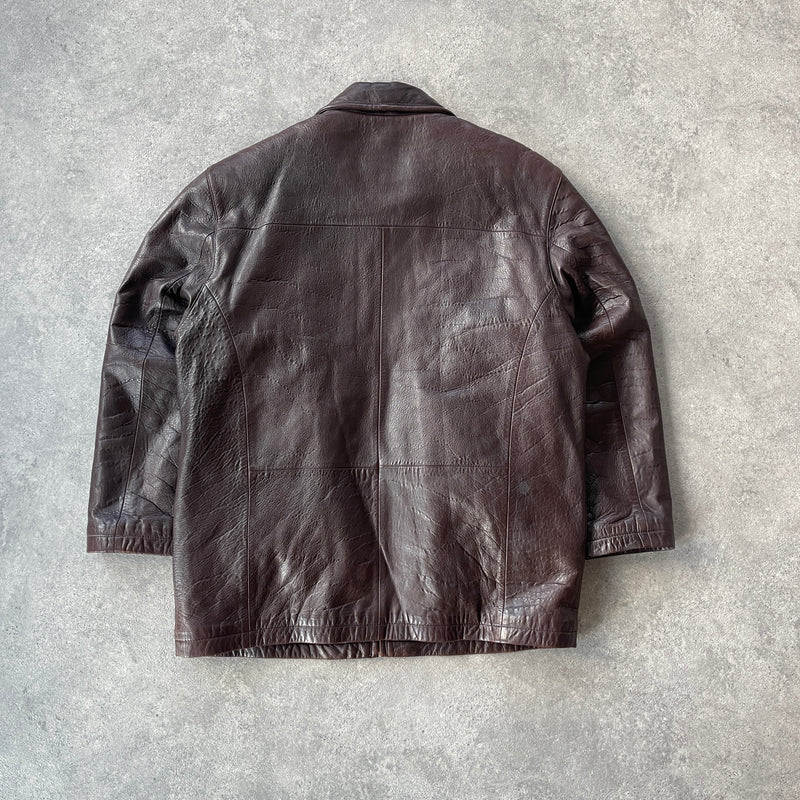 YSL RARE 1990s heavyweight leather jacket (L)