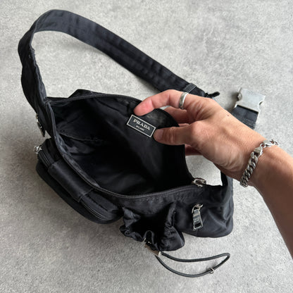Prada 2000s technical cross body nylon bag (13”x6”)